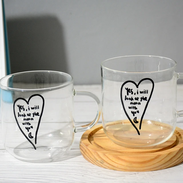 Creative Water Cup Household Mug Coffee Girl Heart Crystal Glass Juice Flower Tea Cup, Size: 7.7, Yellow
