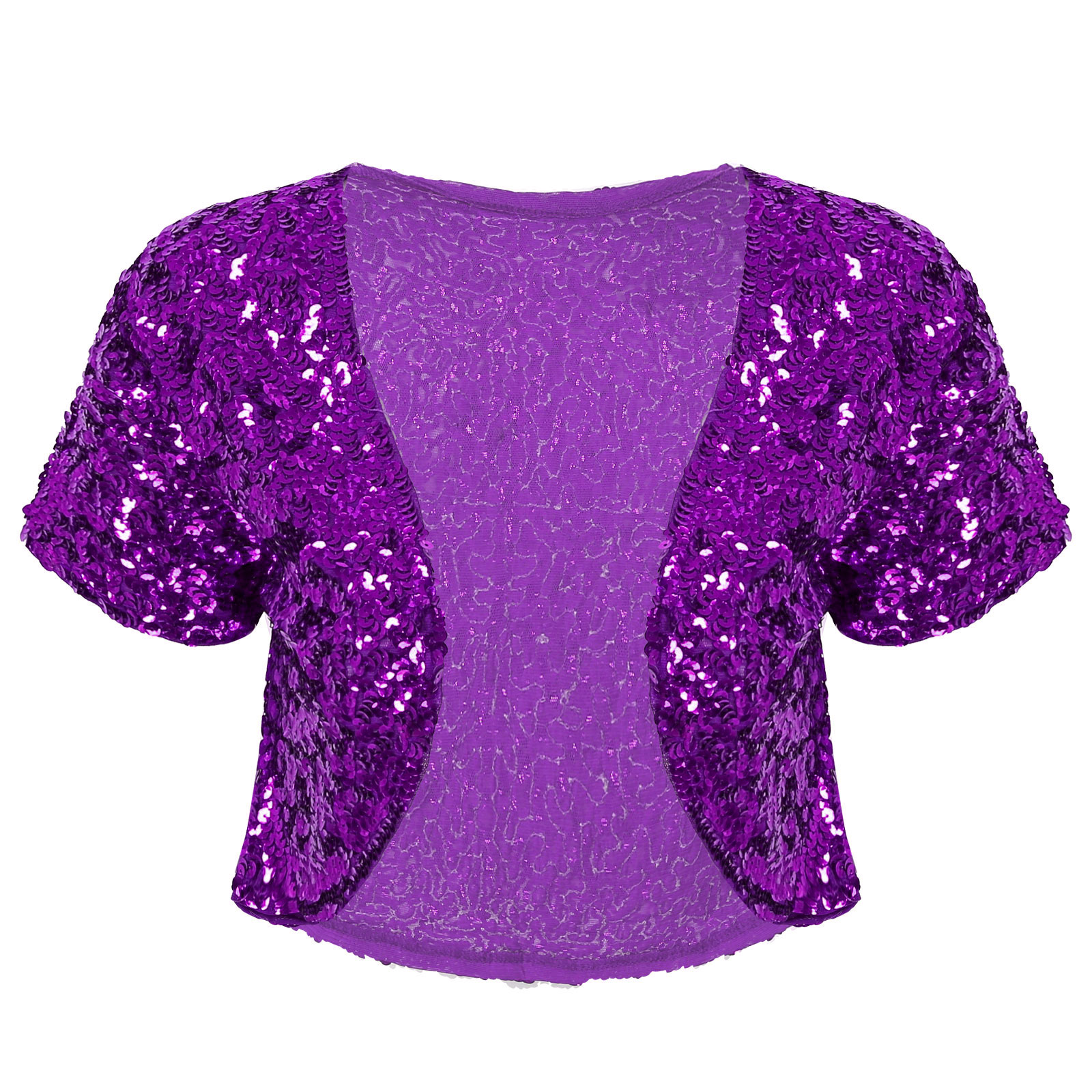 womens manga curta casaco recortado brilhante lantejoulas bolero encolher cardigan jaqueta outwear para festa retro dança wear palco desempenho