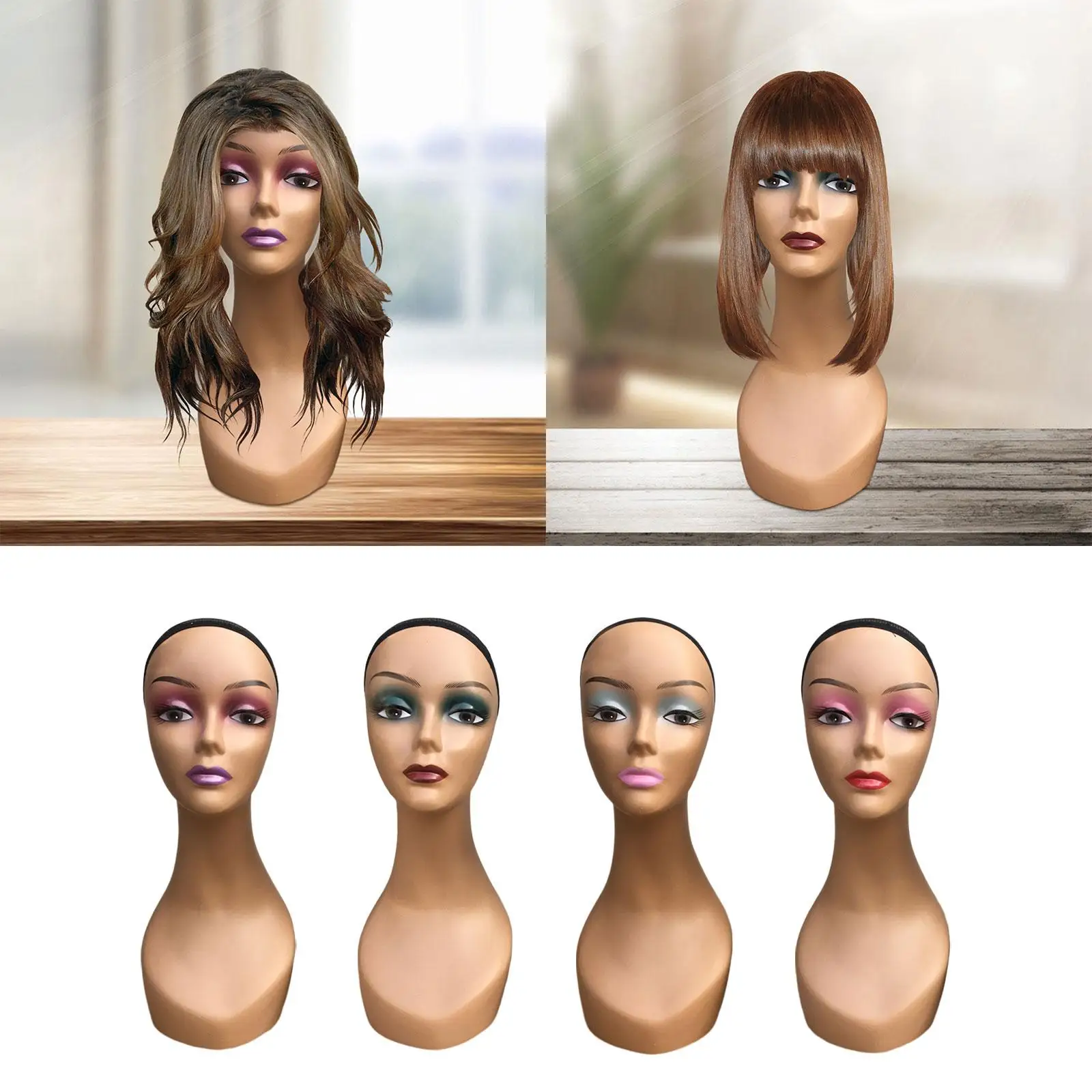 Female Wig Head Mannequin Professional Multifunctional with Makeup Manikin for Wigs Making Styling Necklace Hats Glasses Home