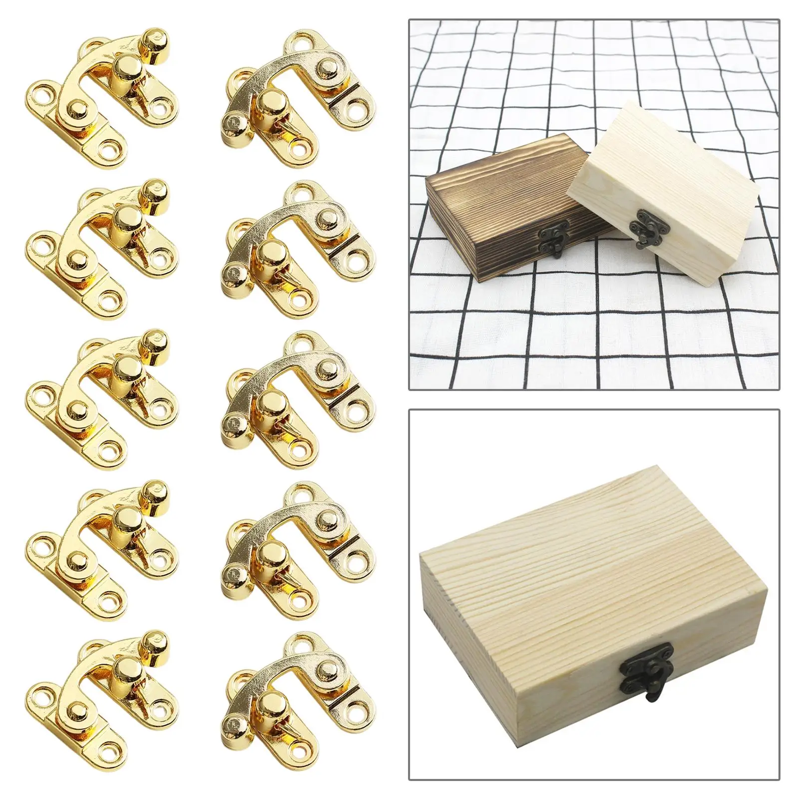 10x  Hasp Horn Lock Latch Buckle Clasp Latch  Left Right Toggle Hardware for Toolbox Suitcase Wood Jewelry Box Decoration