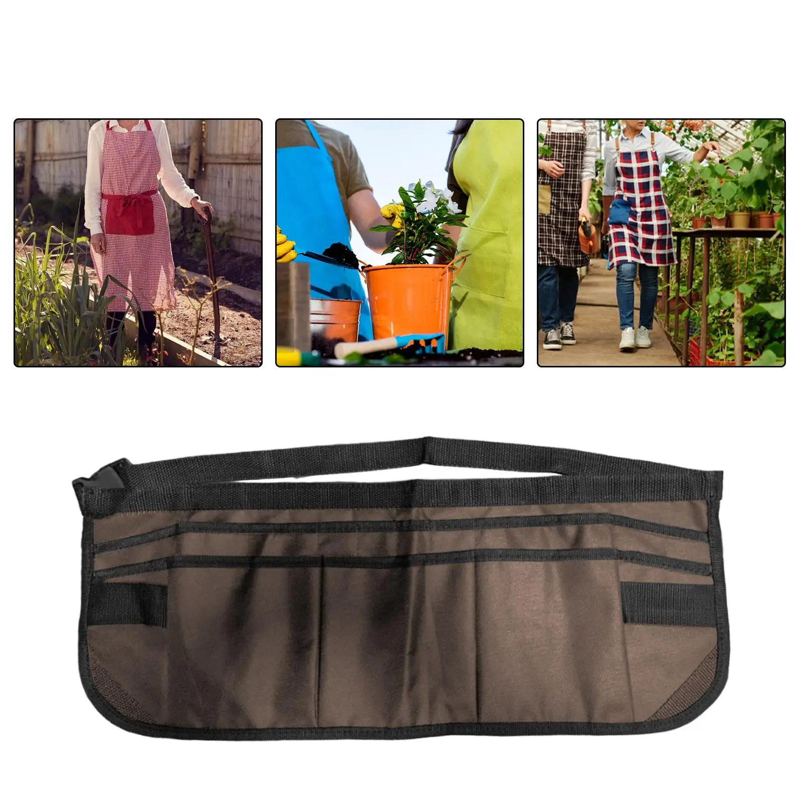 Apron with Tool Pockets Unisex Adjustable Waist Belt Portable Multifunctional for Planting Harvesting Work Gardening Carpenter