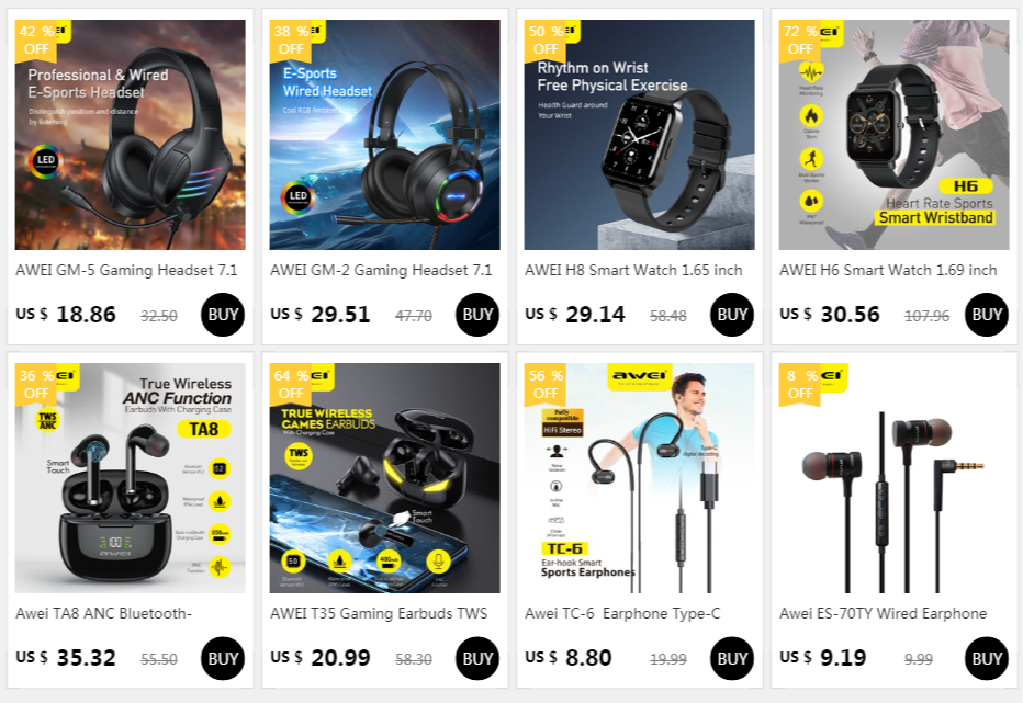 AWEI TWS Bluetooth-compatible Earphone True Wireless Charging Noise Canceling HiFi 6D Bass With Mic Touch Control Gaming Headset