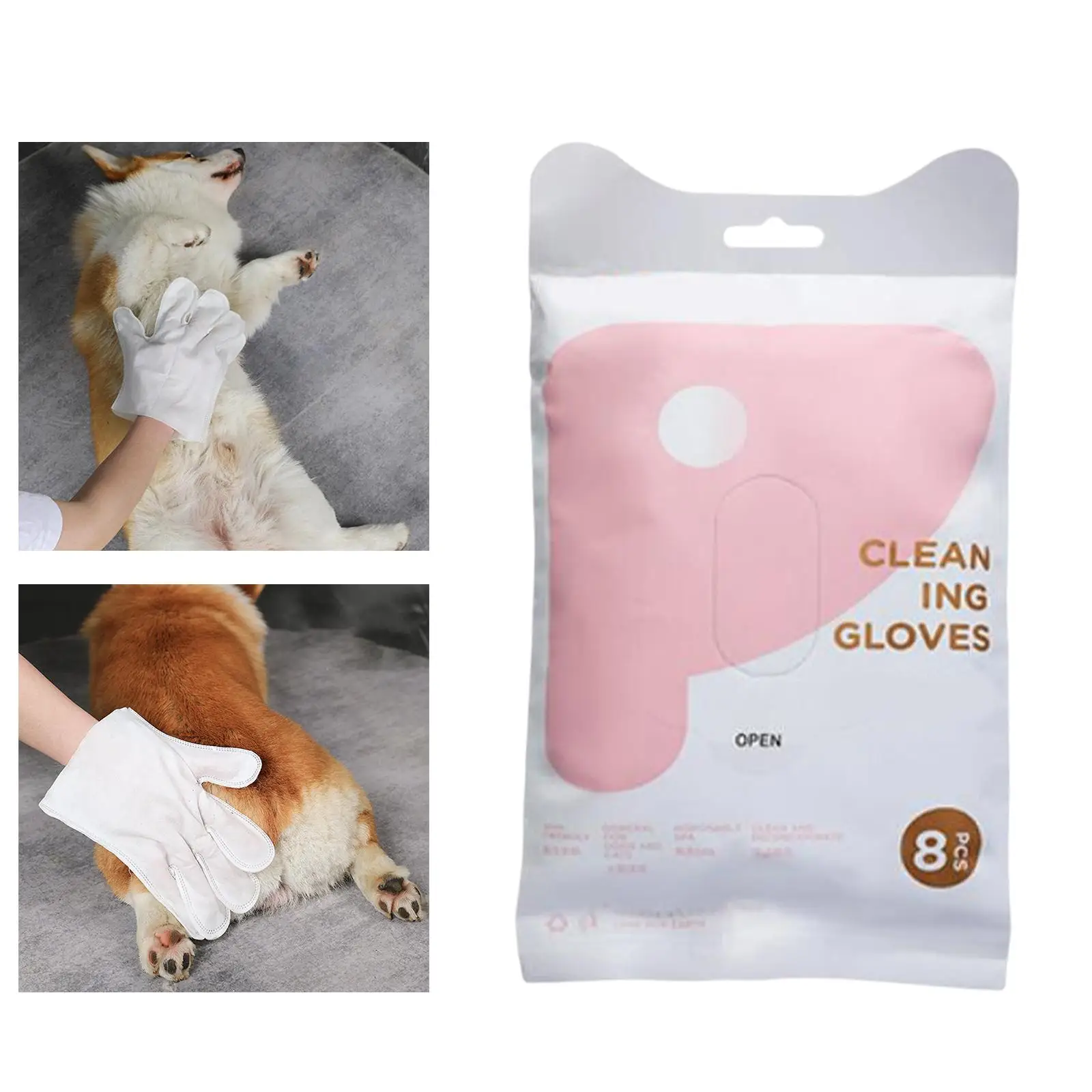 8Pcs/Pack Pet Grooming Gloves Large Towels wipe Puppy wipe Dust wipe Massage 5 Fingers Glove