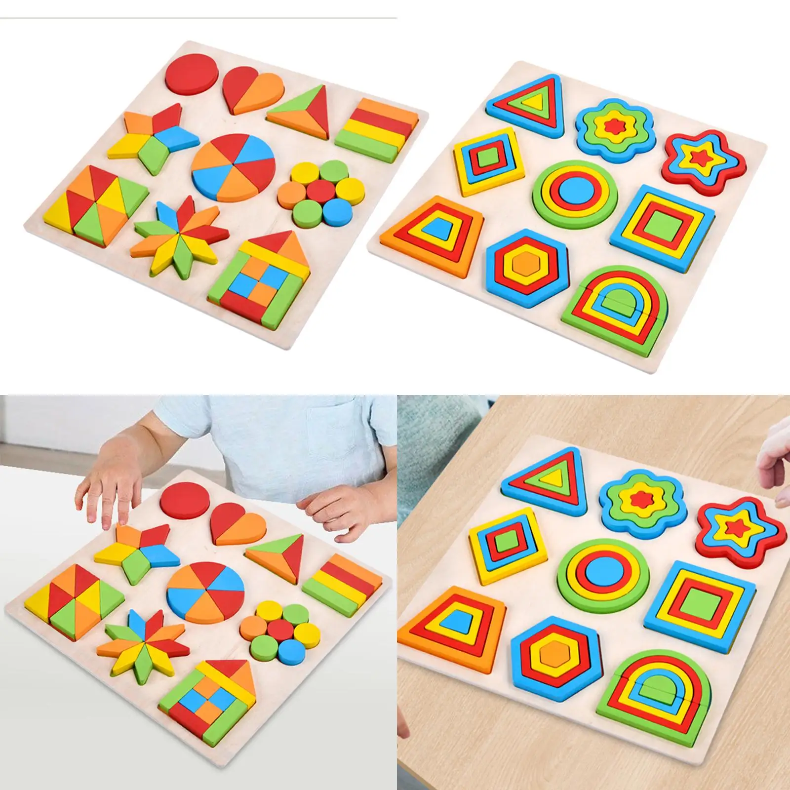 Wooden Puzzle Graphic Cognition Teaching Aids Early Educational Shape Sorting Puzzle for Girls Toddlers Children Gift