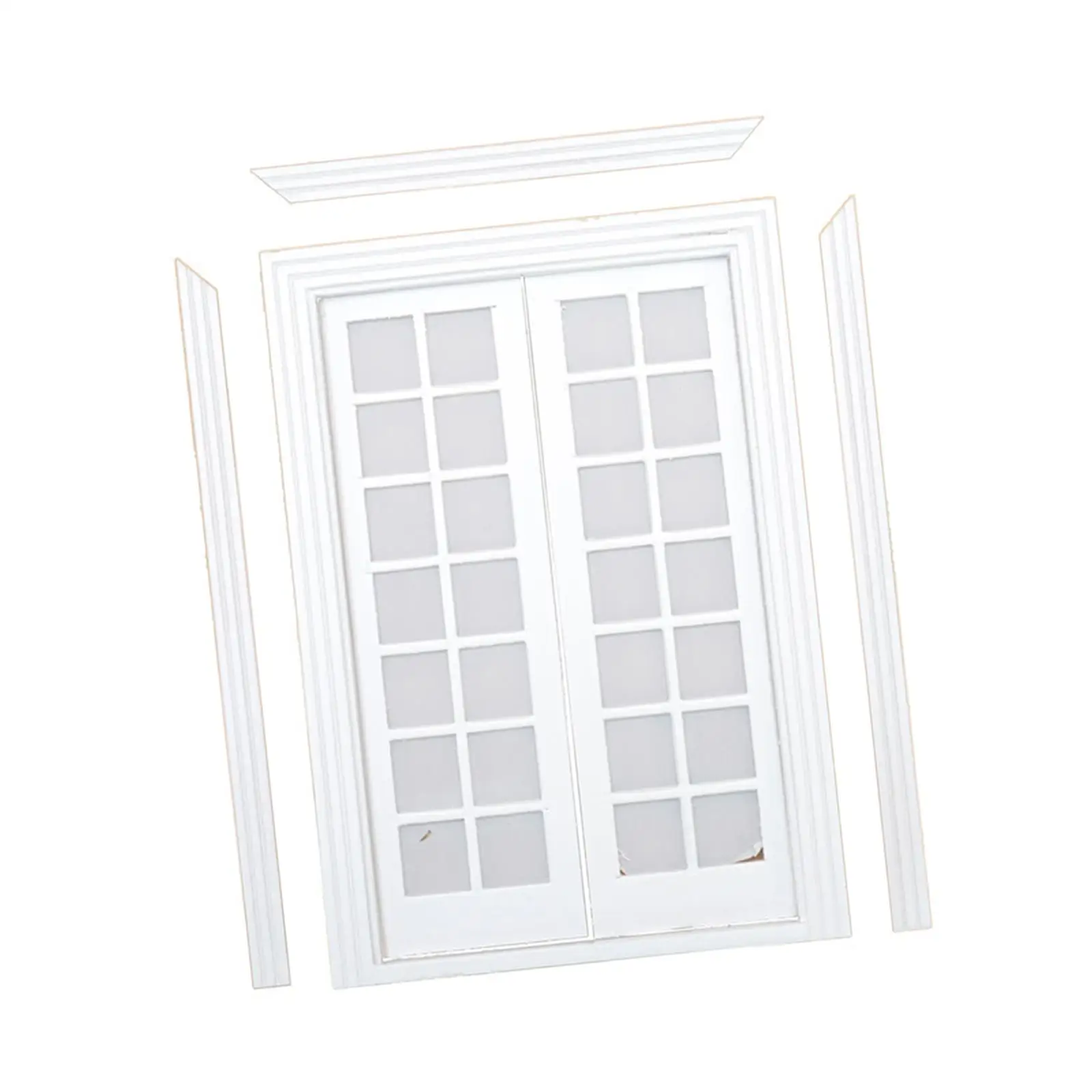 Double Open Dollhouse Door Photography Props DIY Accessory Pretend Play Simulation Miniature Door for Window Display Handcraft
