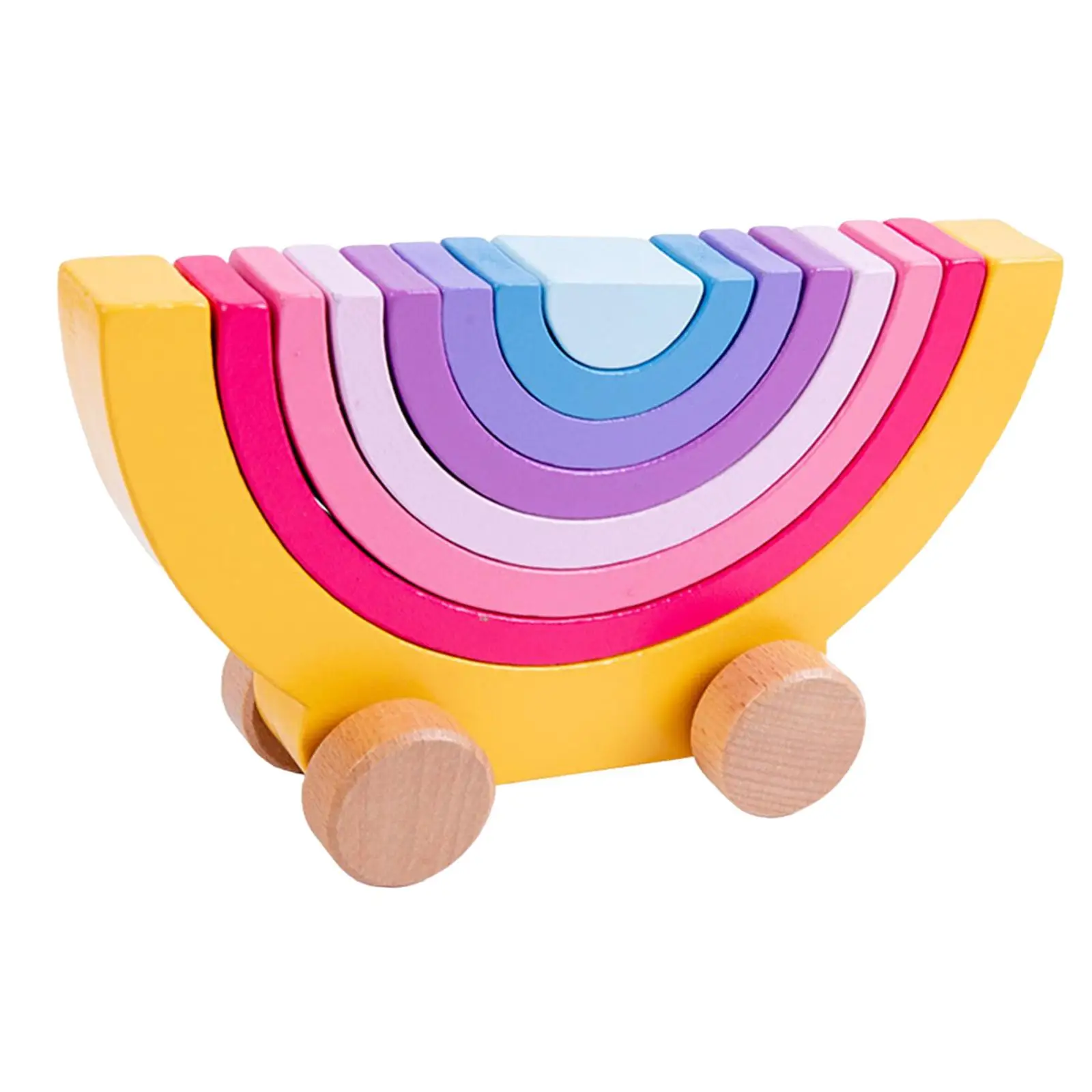 Wooden Building Blocks Car Toy Stackable Ornament Development Colorful Gift Stacker Creative Arch for Toddlers Children Teaching