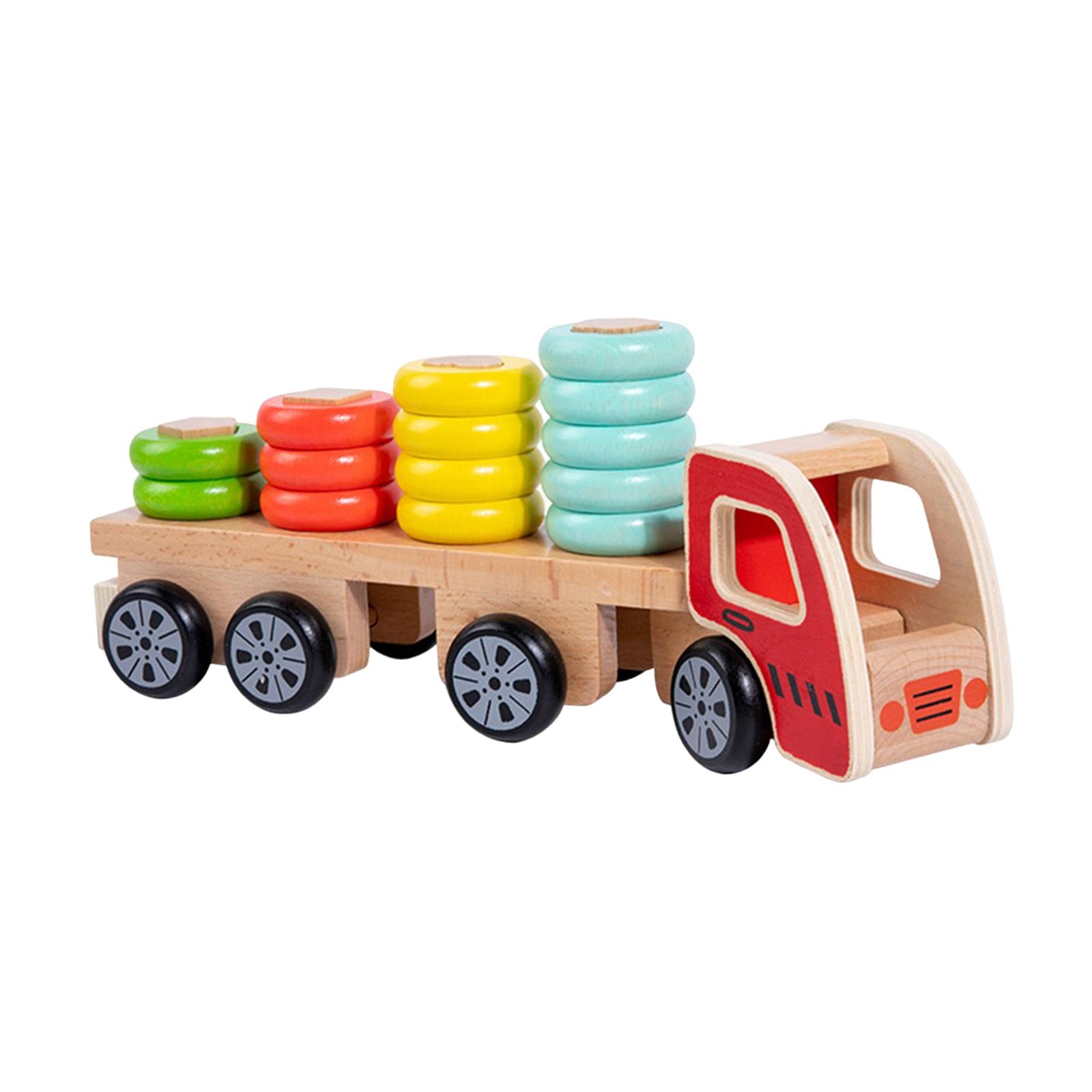 Wooden Sorting & Stacking Toys Wooden Stacking Train Shape Sorting Building Toys Pull Along Puzzle Kids for Toddlers Ages 2+