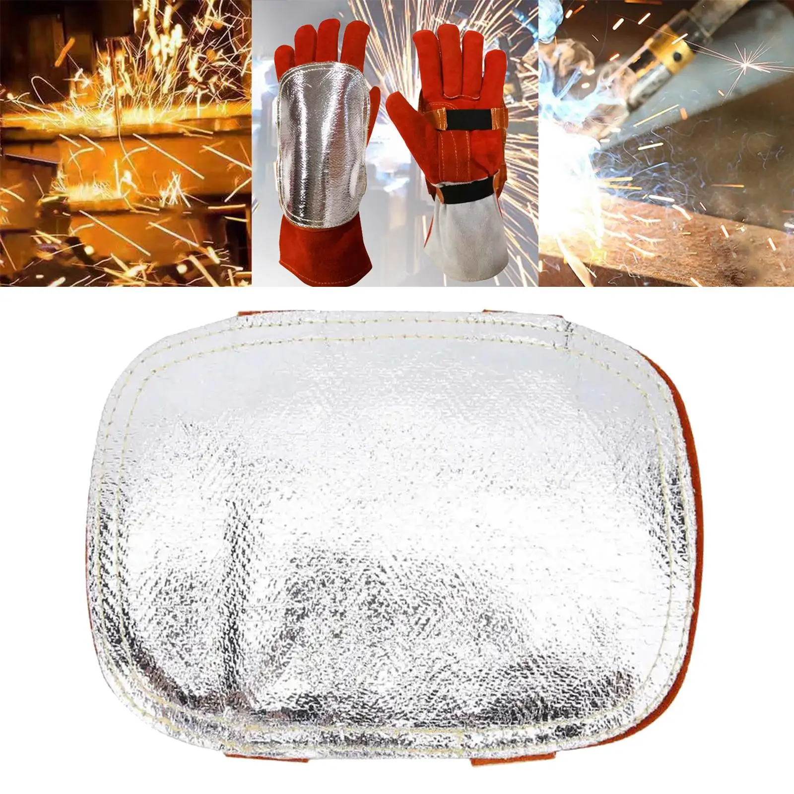 Welding Glove Heat Shield High Temperature Resistant Aluminized Back Welding Hand Pad for Cutting Welder Furnace Camping