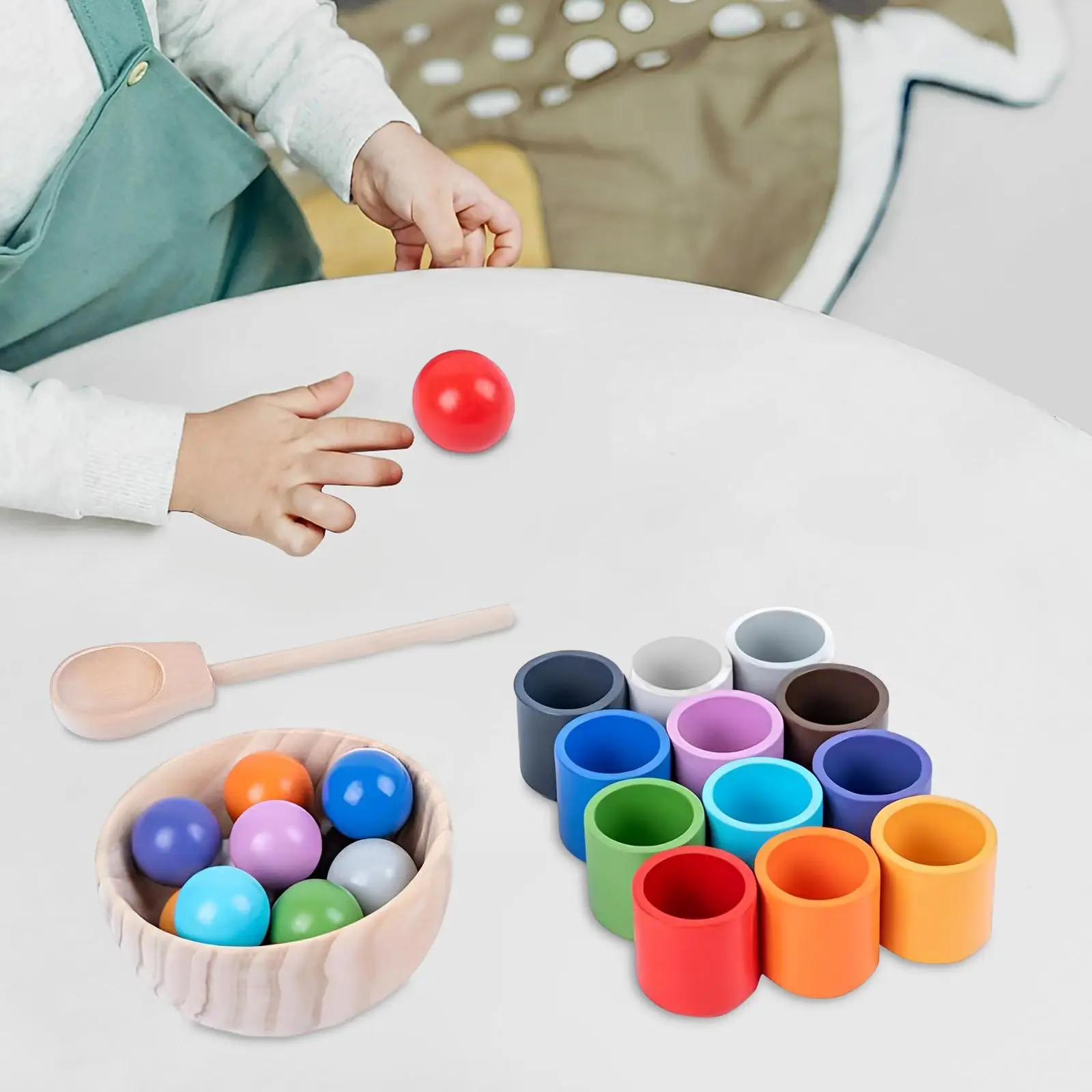 Rainbow Ball in Cups Montessori Toy for Kids Fine Motor Skill Sorting Game