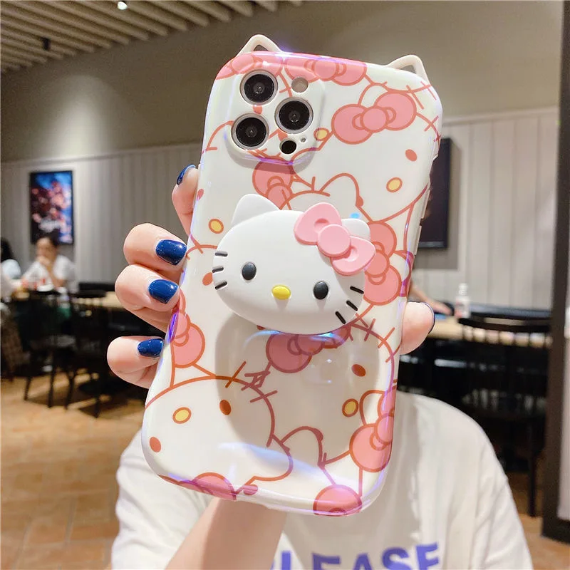 case for iphone 13 pro max Cute pink Hello Kitty with stand Phone Cases For iPhone 13 12 11 Pro Max Mini XR XS MAX Back Cover iphone 13 pro max cover