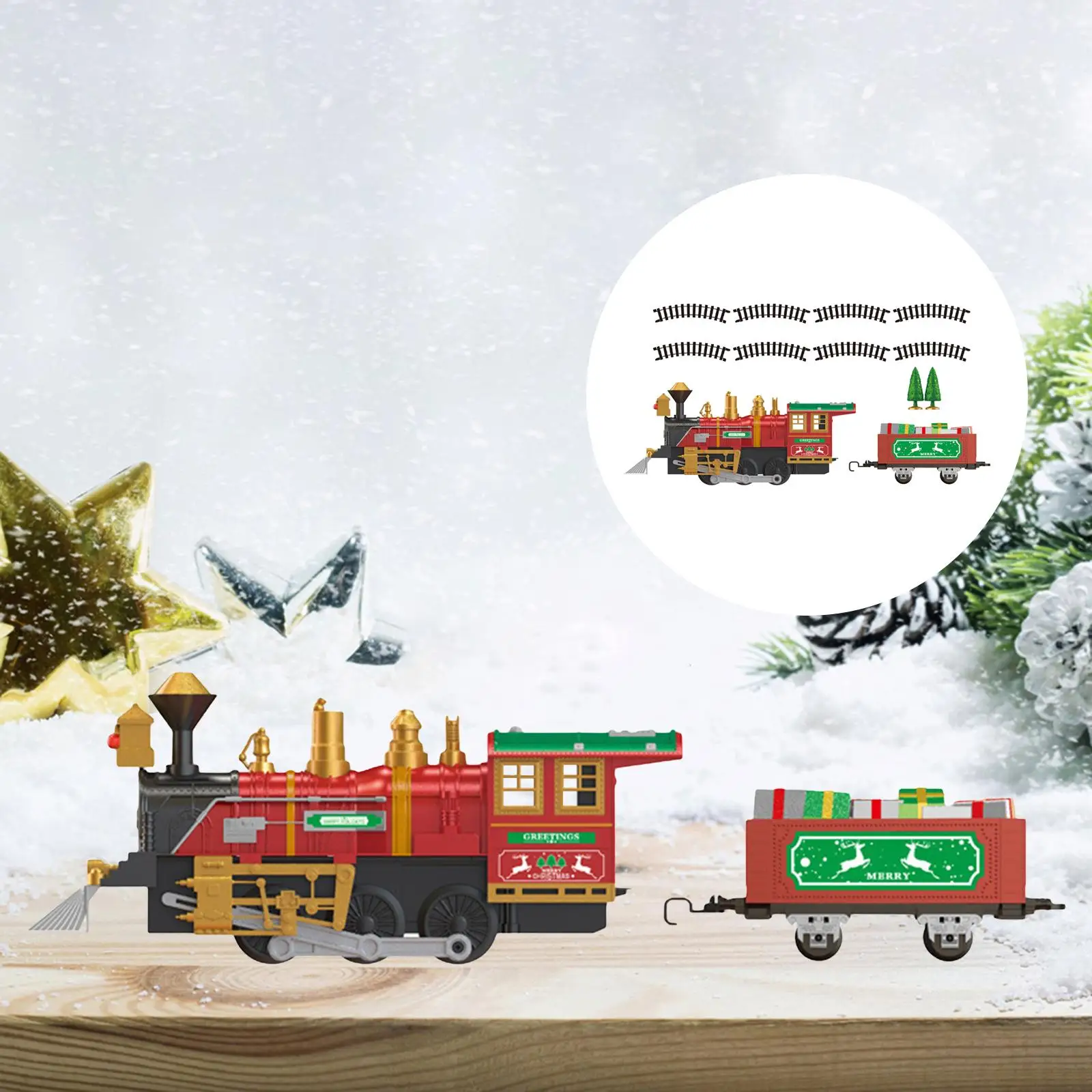 8 Tracks Christmas Train Set Railway Train Set Cute with Locomotive Electric Train Set for party Interaction Christmas