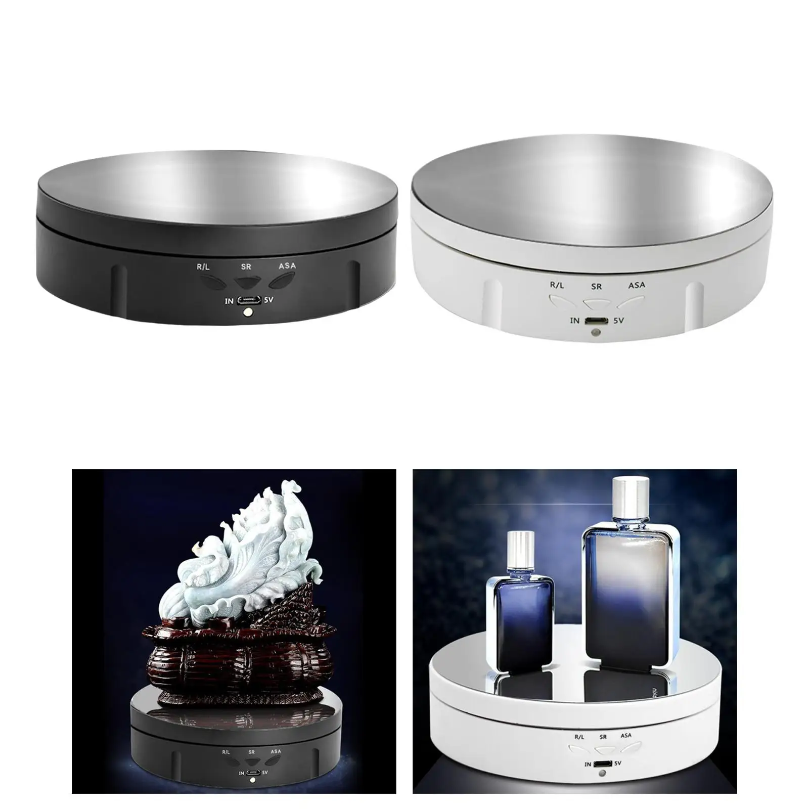 Motorized Rotating Display Stand with USB Power Cable Rotating Turntable Jewelry Holder for Jewelry 3D Models Watch Cake
