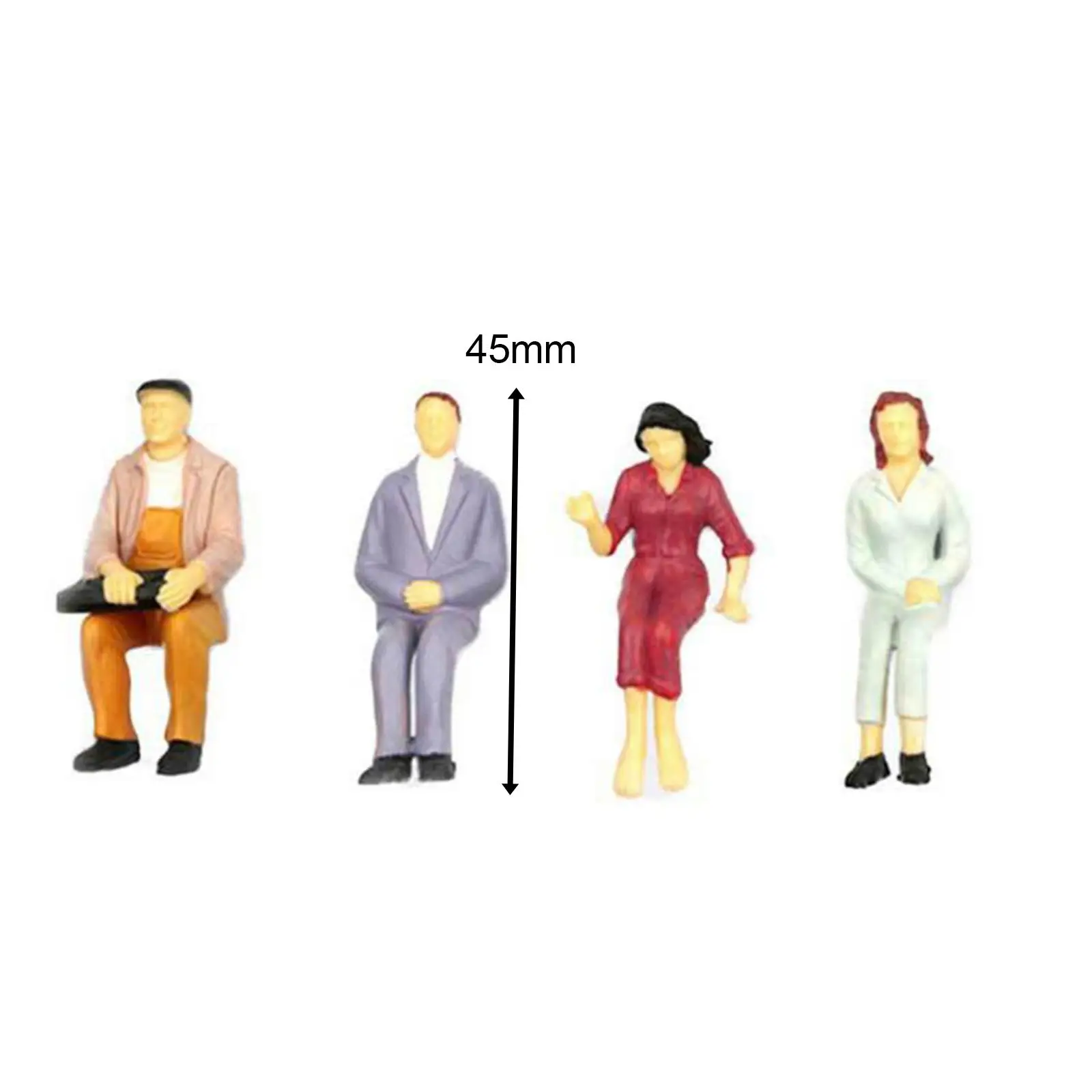 100Pcs 1:30 Figures Handpainted Model in Sitting Pose Woman and Man for Model Train Building Model Architectural Layout Decor