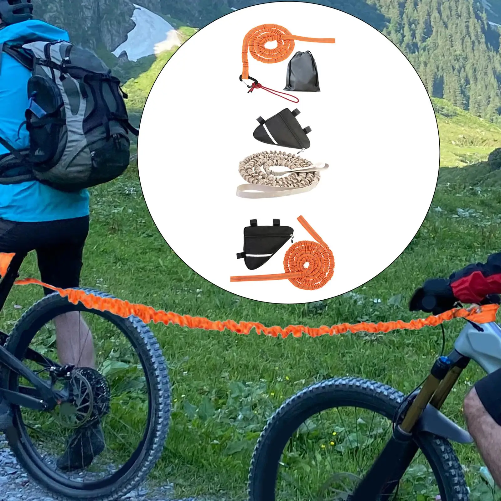 Elastic Bicycle Tow Rope Pulling Strap High Strength Behind Attachment Bungee Cord Nylon for Cycling Rides