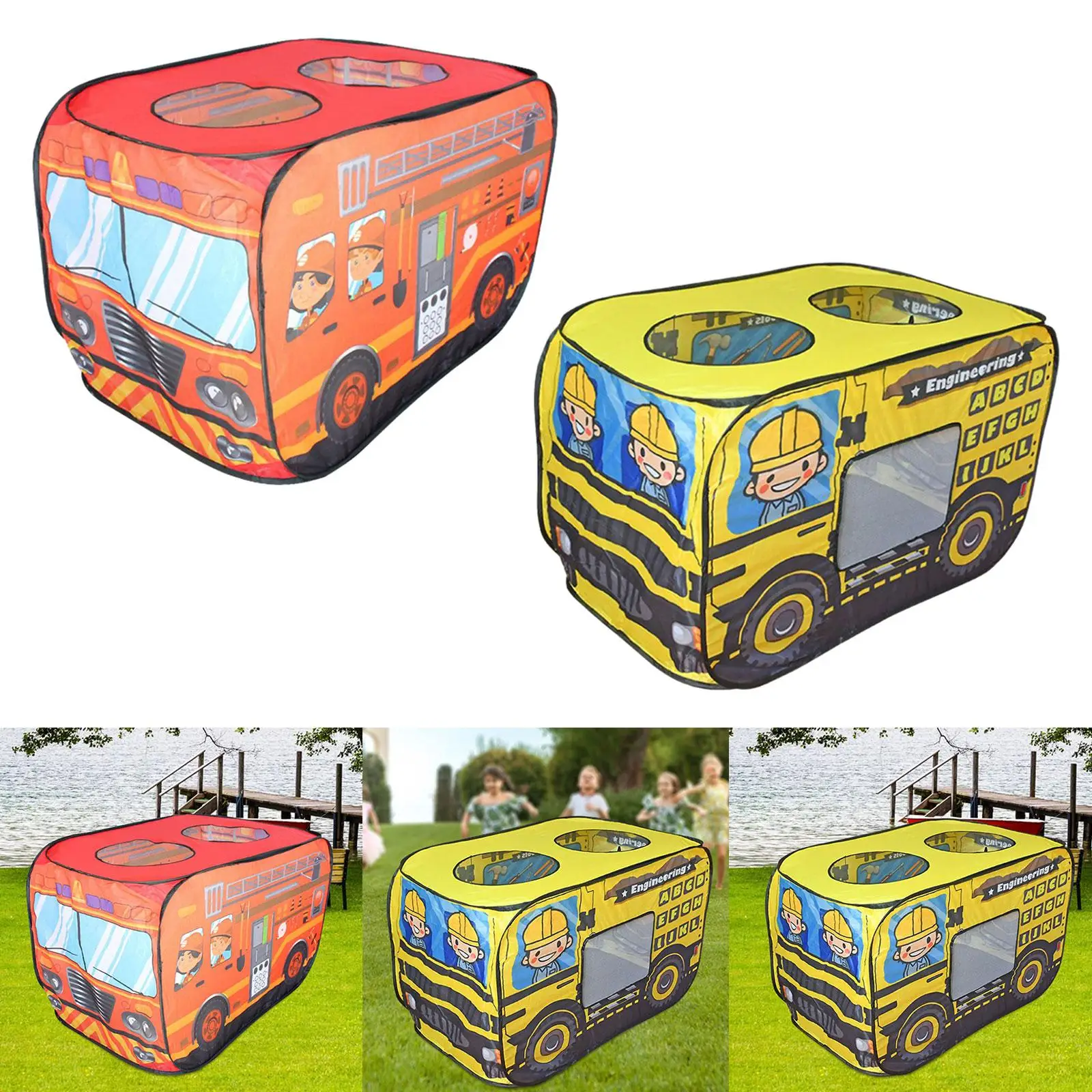 Cartoon Car Play Tent Playhouse Castle Toy House Play Entertainment for Yard Backyard Indoor Outdoor Holiday Gifts