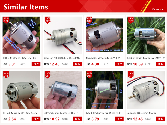 Johnson 1080016 887 DC 48MM Motor 12V 18V 20V High Speed