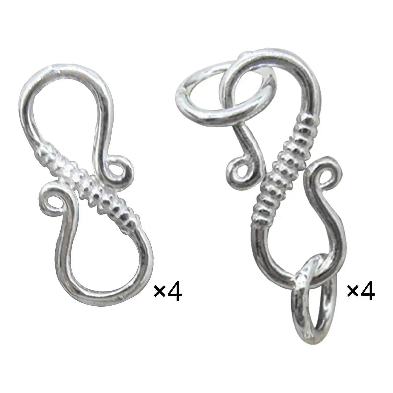 4x Sterling Silver S Hook Clasp 12mm Eye Clasp for Jewelry Clasps DIY Crafts
