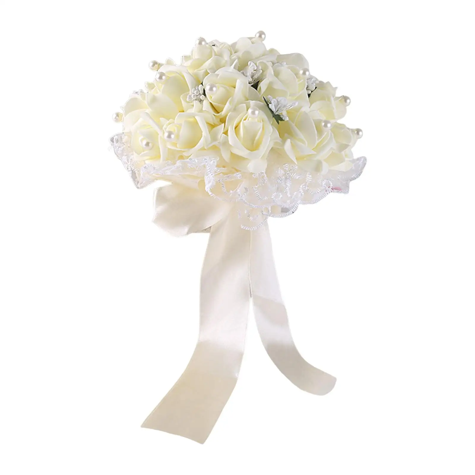 Wedding Bouquets Handmade Decorative with Silk Ribbon Bridal Wedding Throw Bouquet for Photo Prop Wedding Holiday Decor