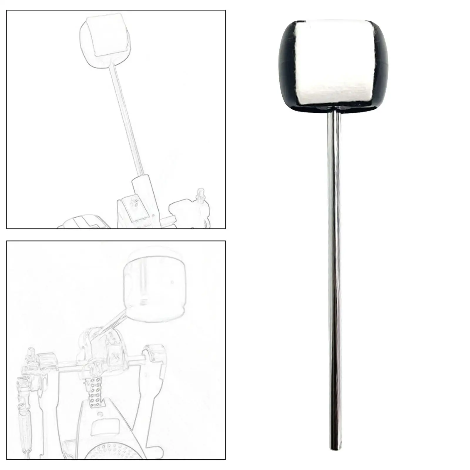 Percussion Instrument Accessory, Bass Drum Mallet Head, Portable Universal Drum Pedal Beater for Electronic Drums