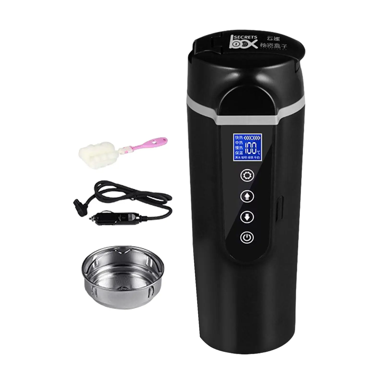 Car Heating Cup Thermal Insulation Water Boiler Quick Heating Variable Temp Control LED Display Travel Coffee Mug for Auto Car