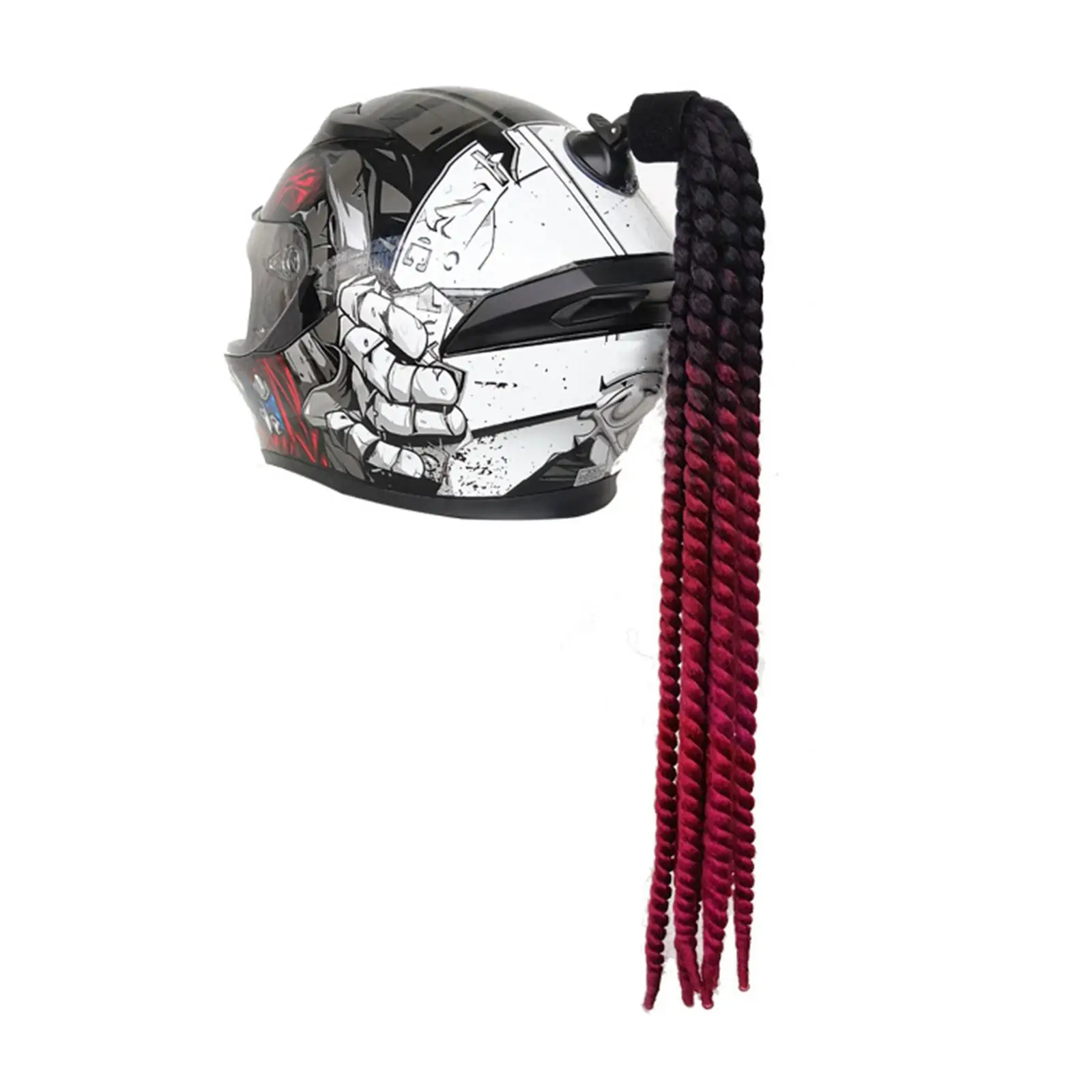 Gradient 60cm Helmet Braids Ponytail for Motorcycle Bike Helmet Hair Plait