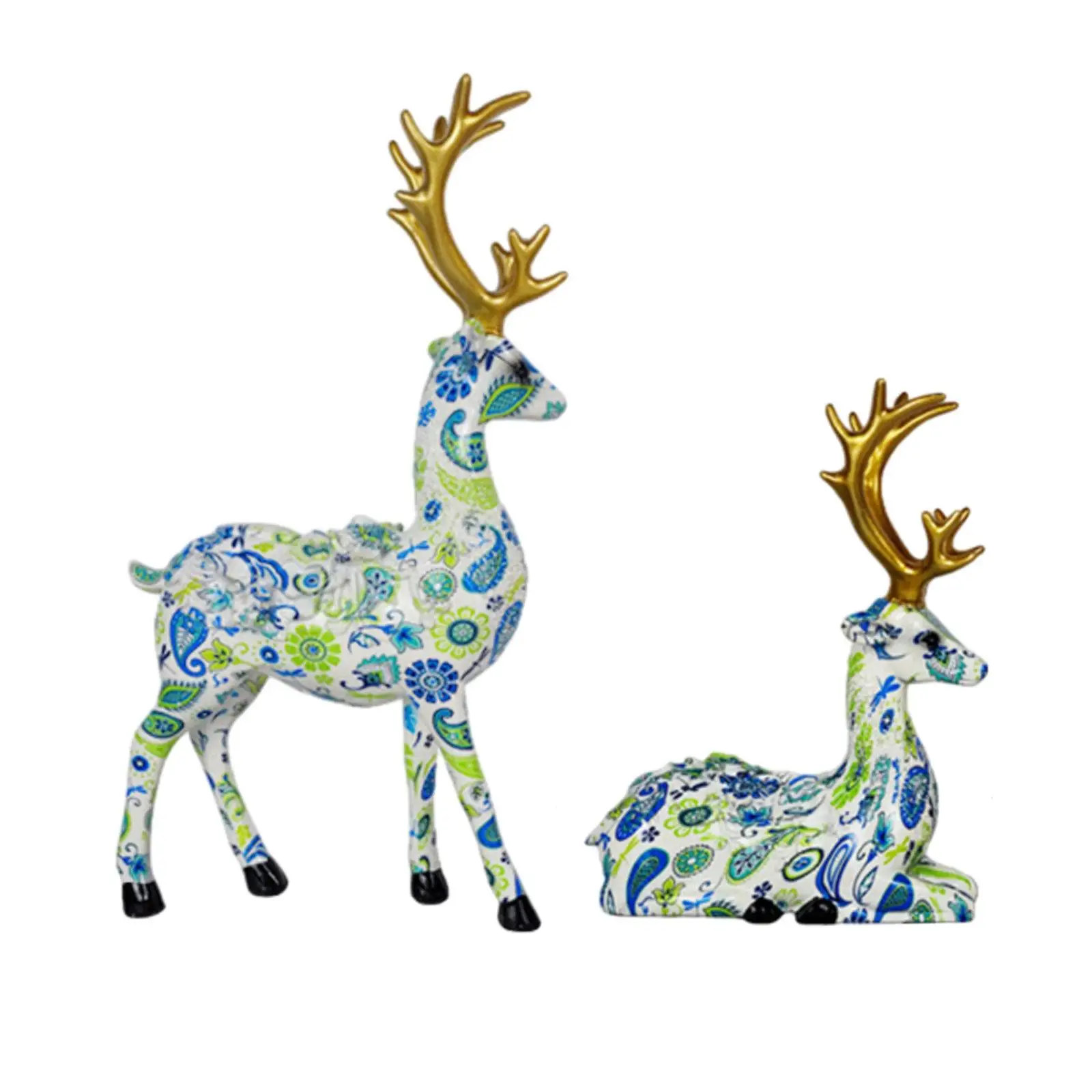 2 Pieces Reindeer Statues Deer Figurines for New Year Party Valentine Day