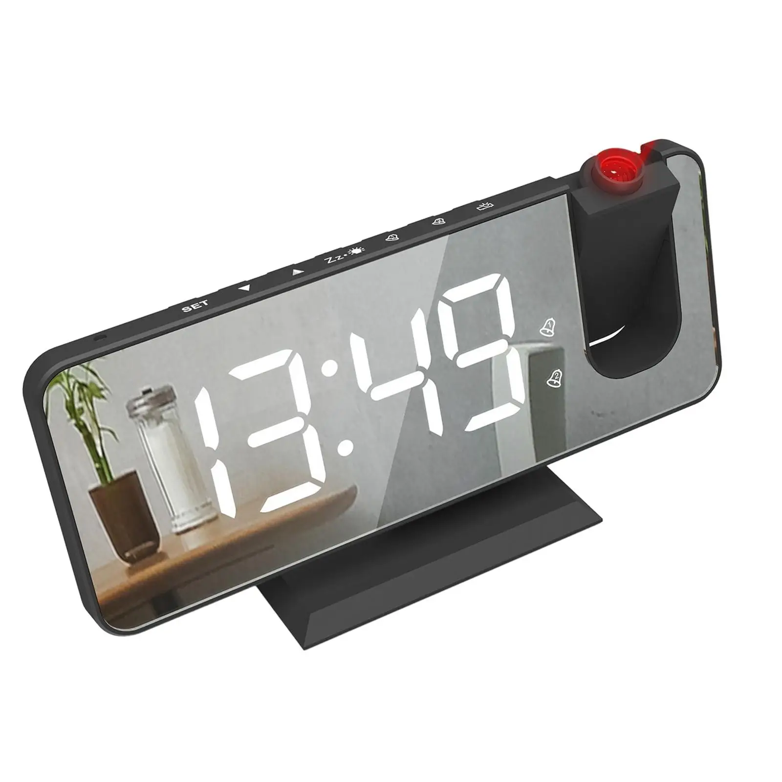 Digital 180 Projector Alarm Clock Large Screen Snooze Function Plug Dual Alarm Clock for Heavy Sleeper Elders Bedroom