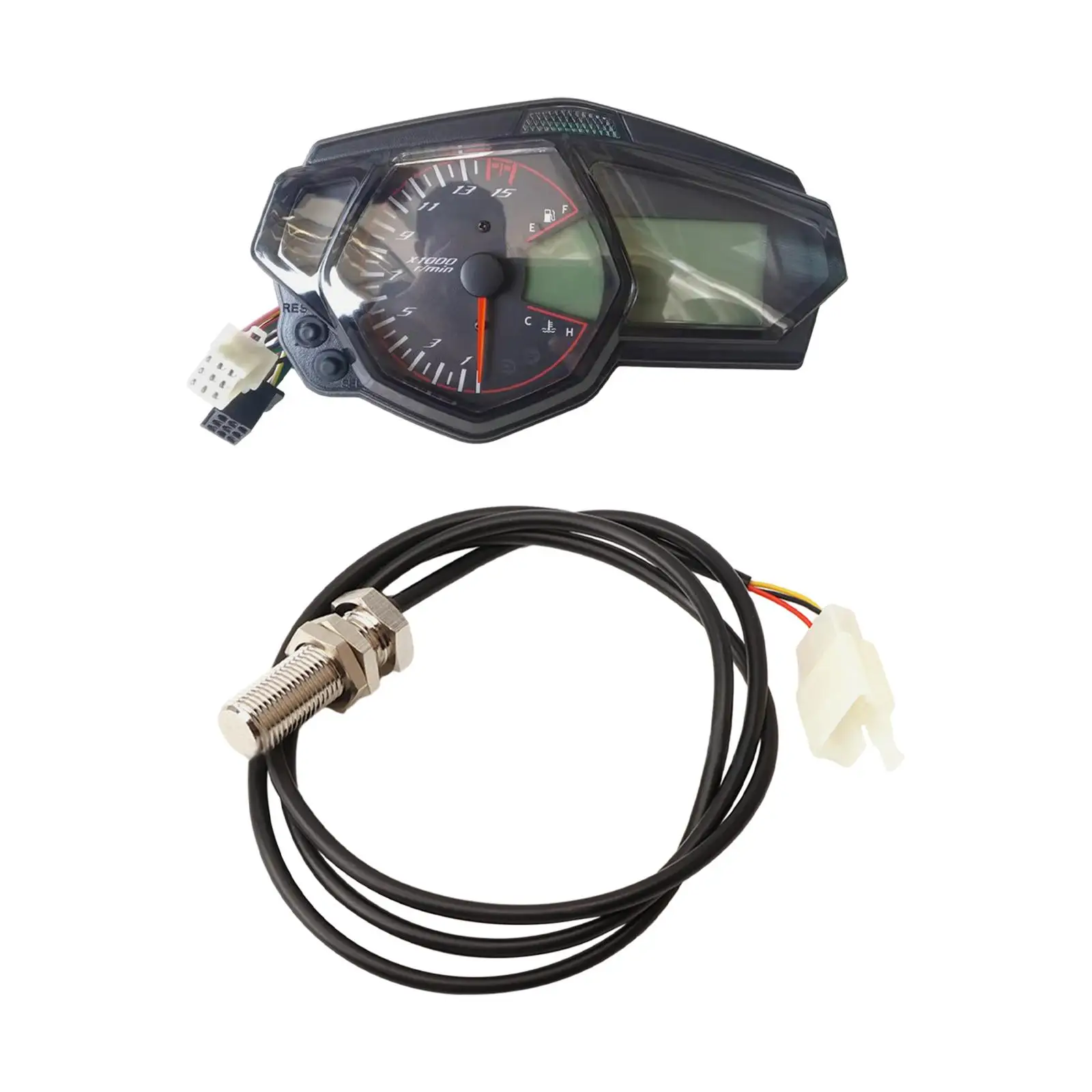 Motorcycle Speedometer Tachometer Fuel Level Display Odometer LCD Digital Gauge