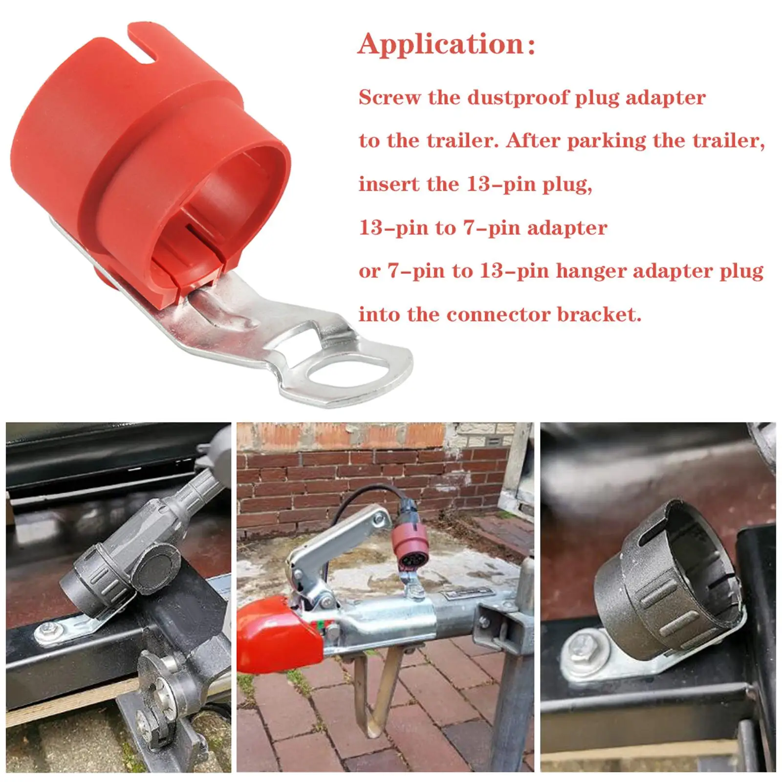 Red Trailer Plug Adapter Holder 13 Pin 7 Pin Spare Parts Durable Accessory