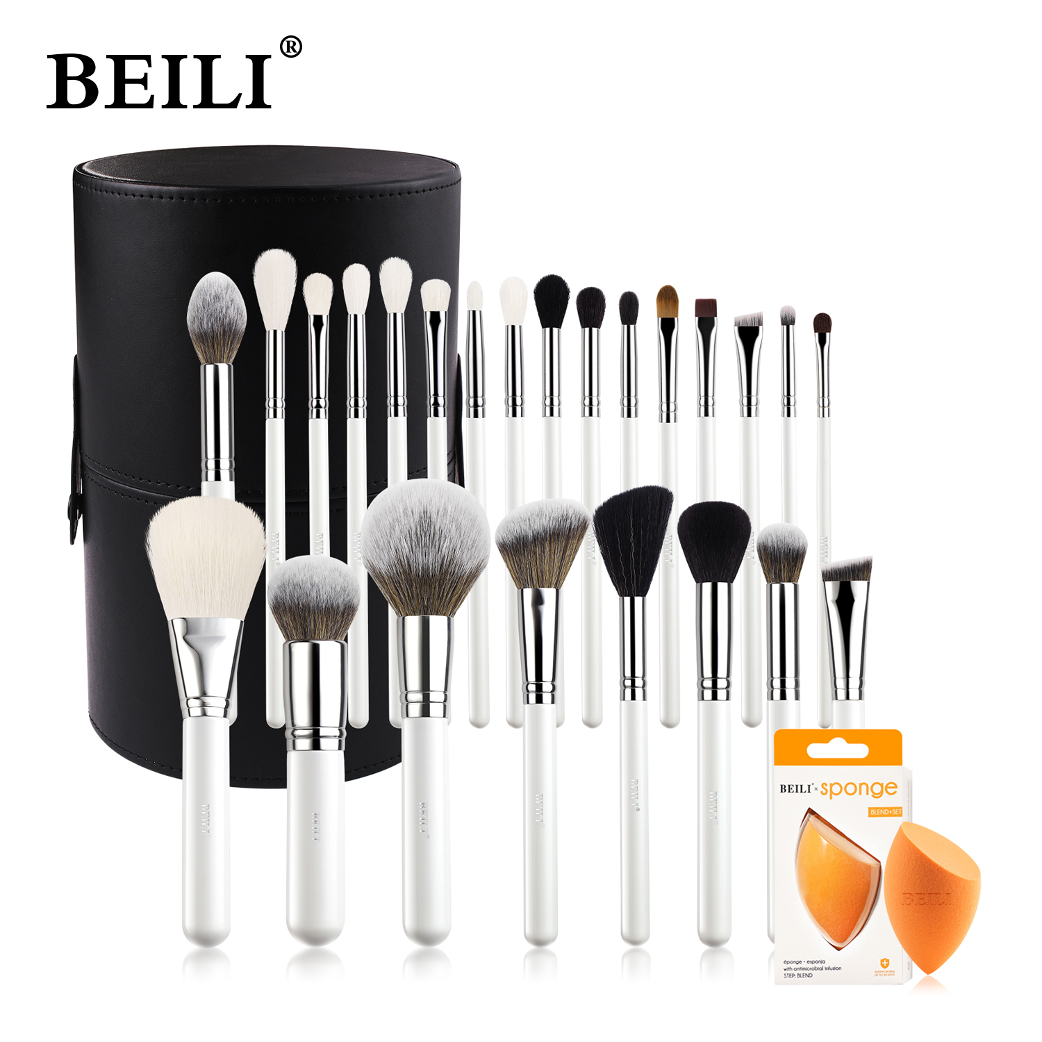 Best of BEILI Makeup Brushes Set 24pcs Make Up Tools For Women Foundation Powder Eyeshadow Blush Brush Natural Goat Hair White / Silver Reviews & Tips