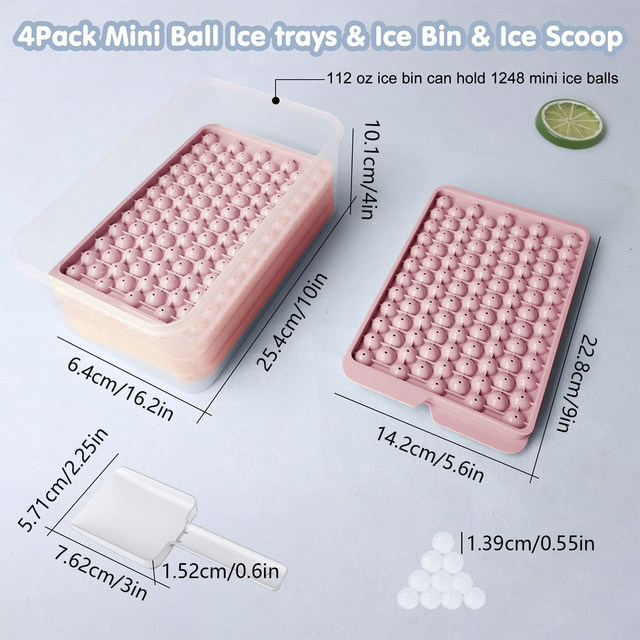 Mini Ice Cube Maker Silicone Ice Cube Tray Set with Box and Spoon