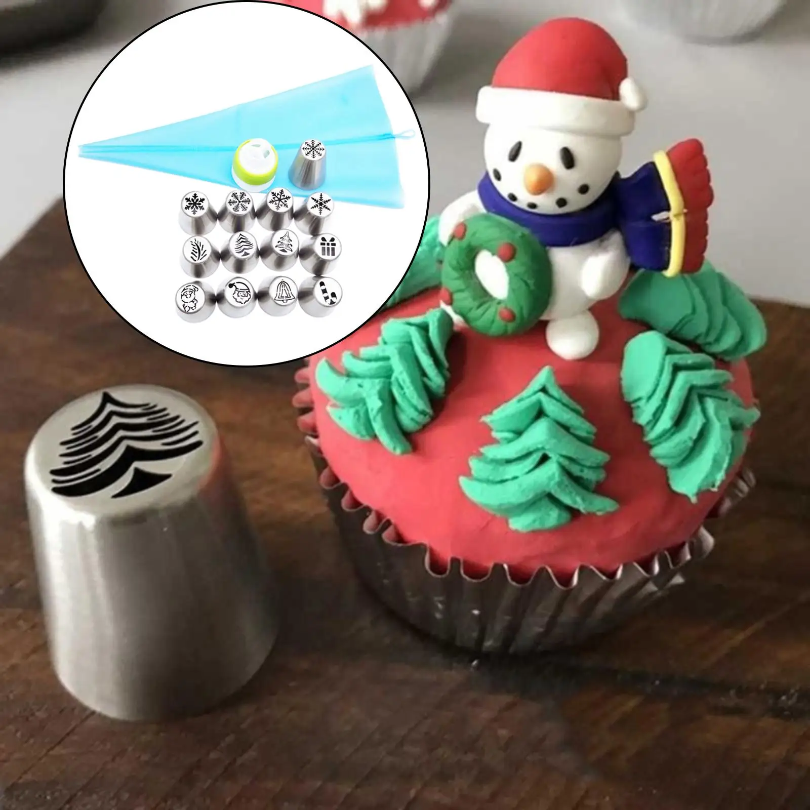 Pack of 15 Icing Piping Nozzle Cream Xmas Seamless Flower Mouth Kitchen