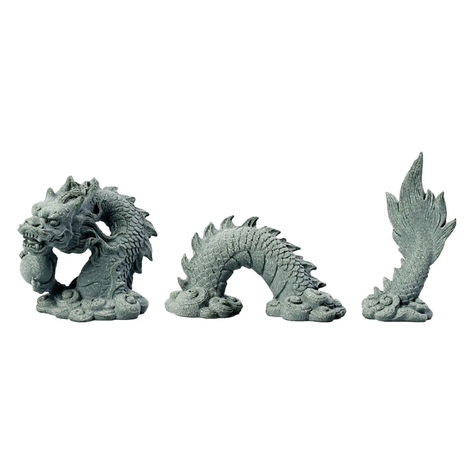 Dragon Statue Set Hand Carved Decorative Figurine Miniature Dragon Ornament Tea Pet for Tabletop Car Dashboard Home Shop Office