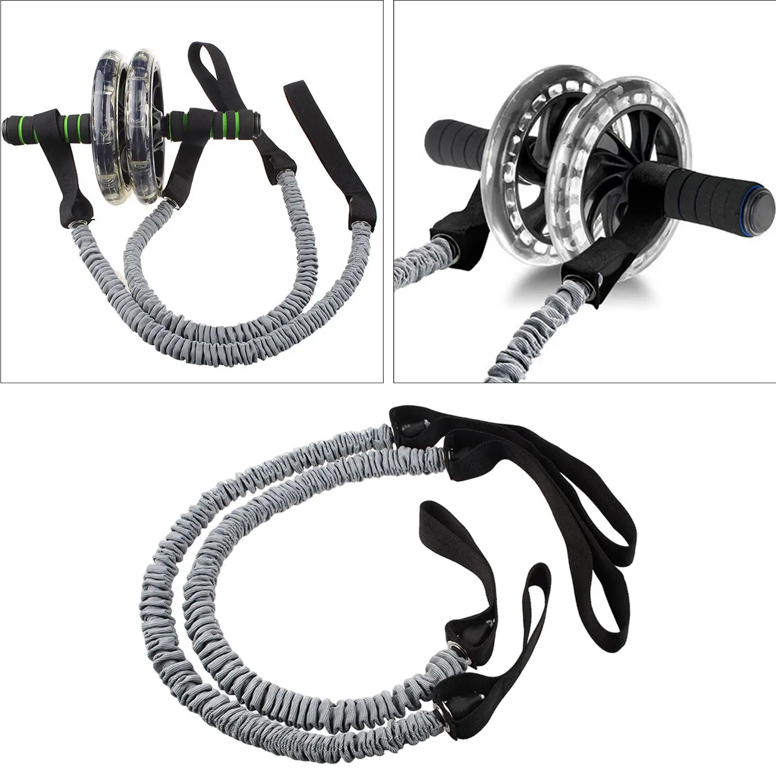 1 Pair Abdominal Roller Wheel Elastic Pull Rope Stretching Muscle Building Resistance Bands for Arms Back Legs Stretching