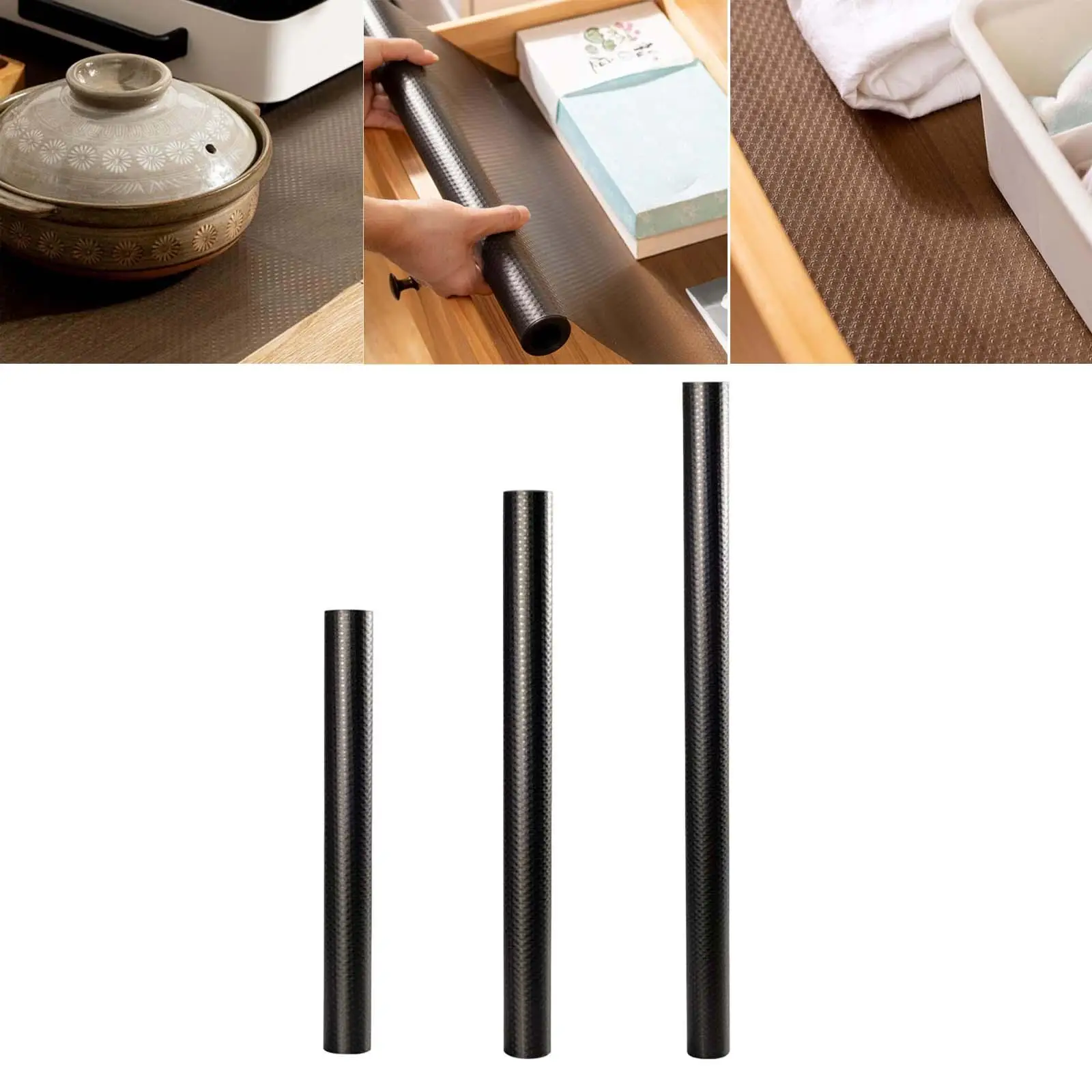 Black Drawer Shelf Liner Non Slip Furniture Protector Fridge Mat Table
