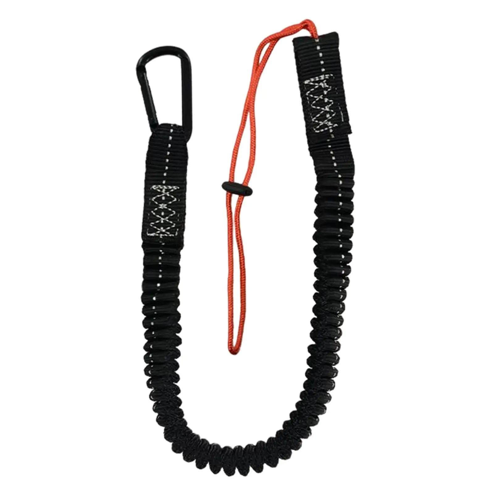 Tool Lanyard Adjustable Loop End Elastic Rope Leash Self Locking Carabiner Clip Bungee Cord for Outdoor Climbing Mountaineering