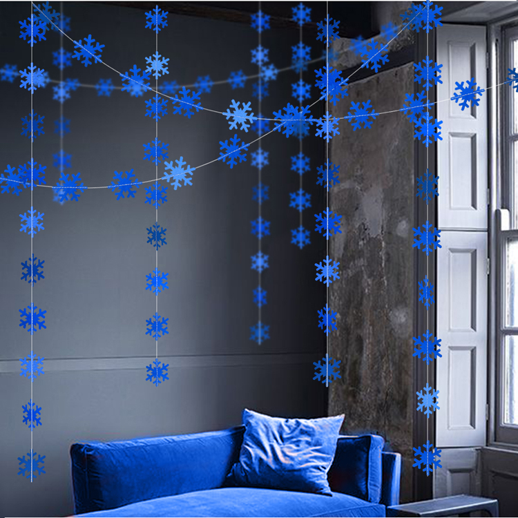 4M Silver Gold Snowflake Garlands for Christmas Tree Hanging Decor Winter Wonderland Party Fake Snow Decoration Paper Streamers