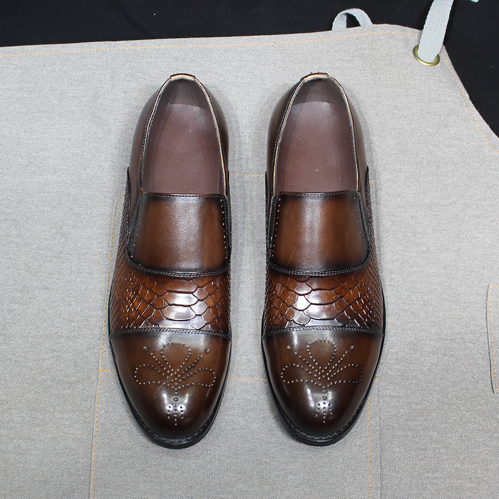Luxuriöse Herren-Loafer aus echtem Leder mit Krokodildruck, Slip-On-Schuhe für Büro, solide Kappe und Zehen, lässige Basic-Hochzeitsschuhe – Detail 11