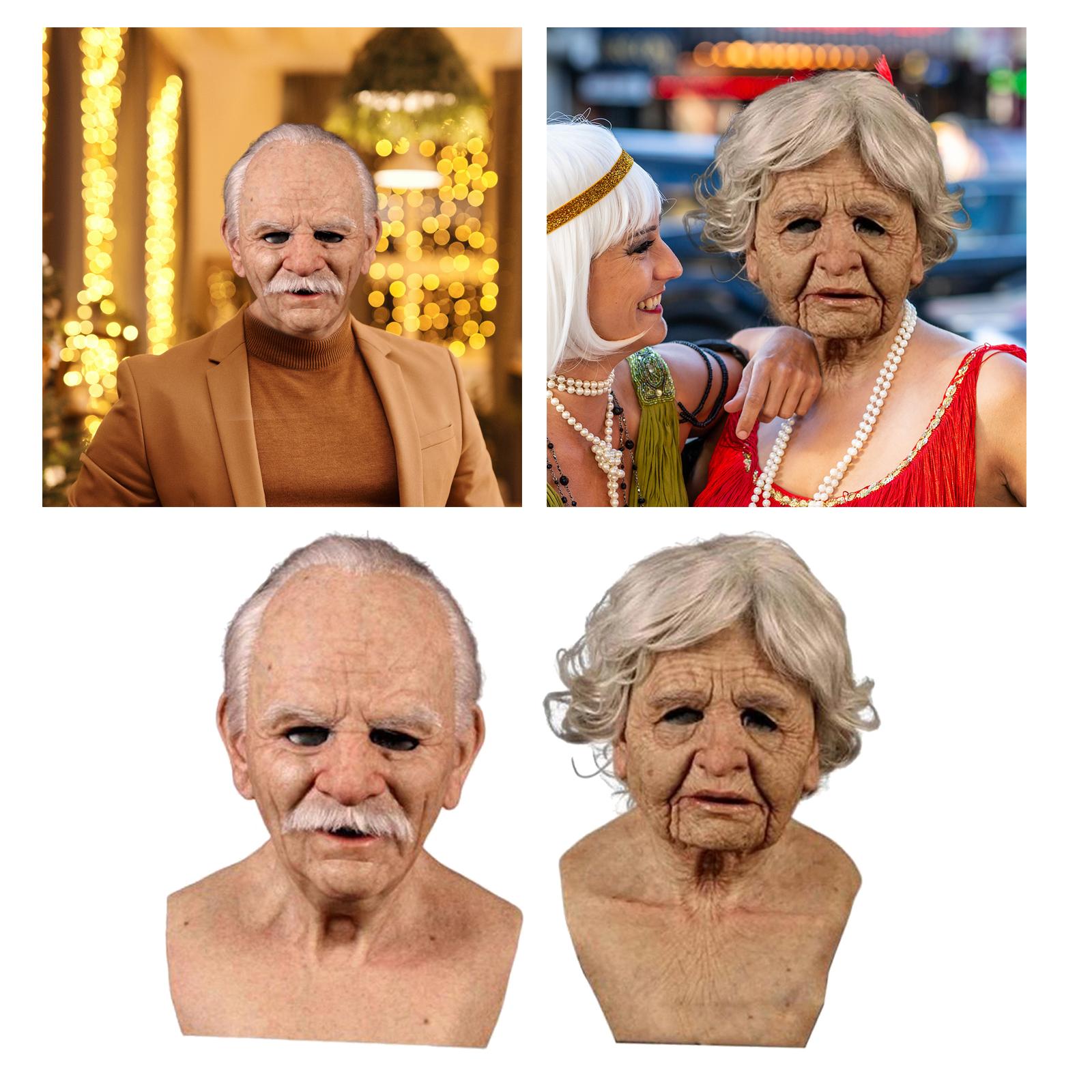 Novelty Latex Mask Human Wrinkle  Mask Headgear Disguise for Masquerade