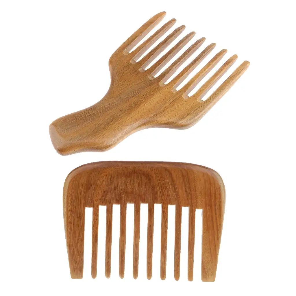 2pcs Wide  Detangling Comb  Wooden Comb for Curly Wavy  Wet Thick  Hair, Detangler Combs