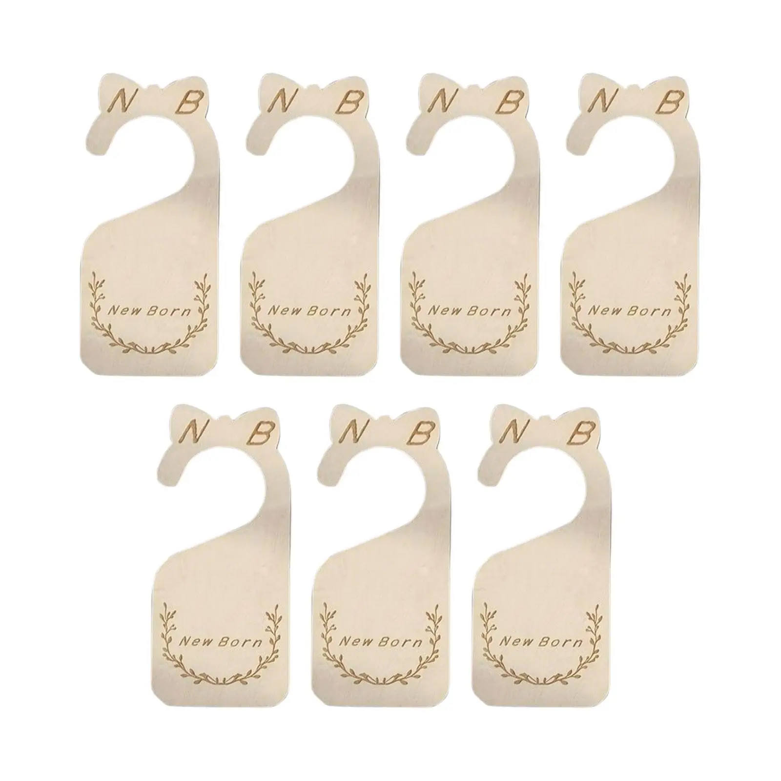 7x Baby Wardrobe Dividers, Adorable Etched Design Label Closet Organizer Tag, for Nursery Decor Infant to 24 Months Newborn Gift