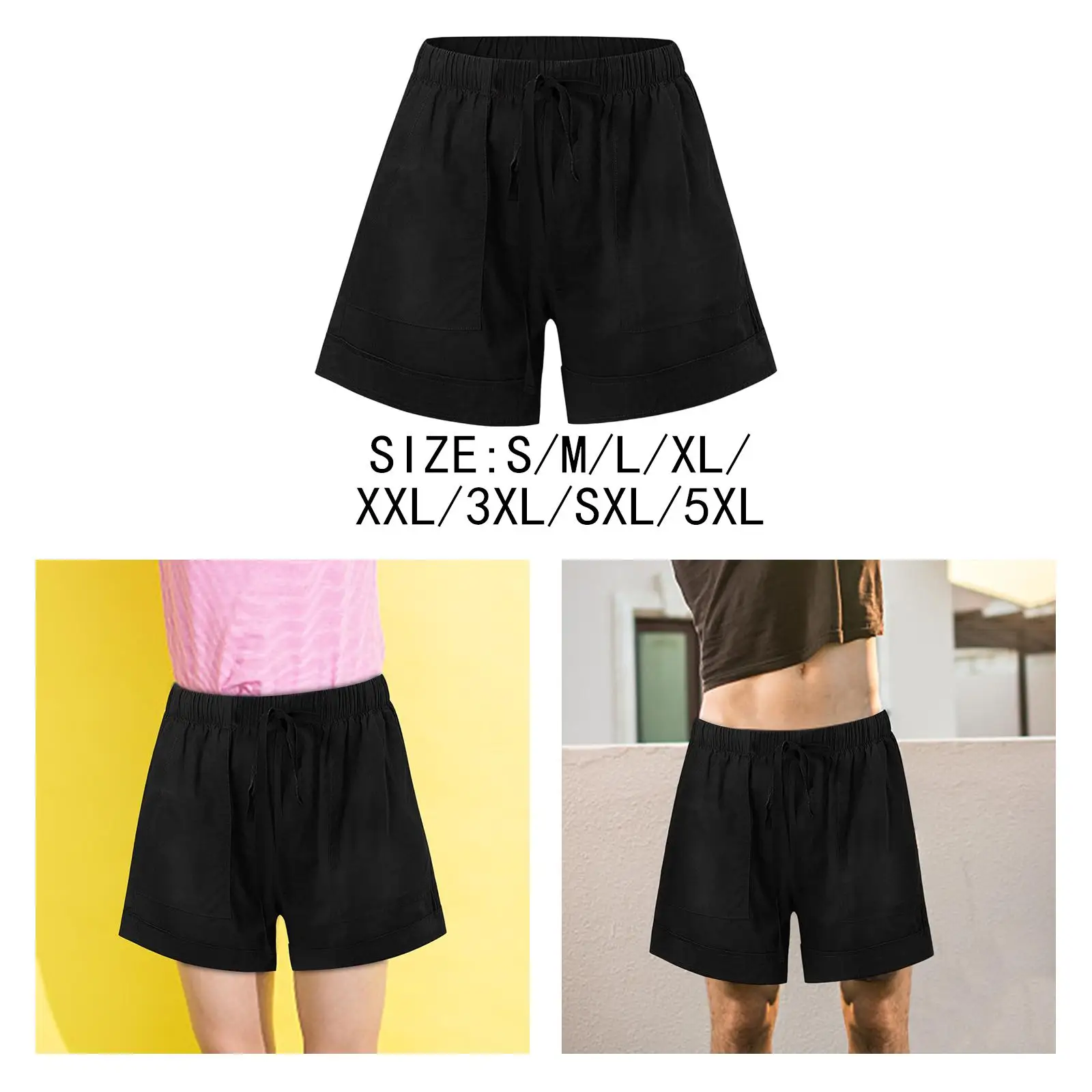 Casual Short Pants Pocketed Shorts Comfort Shorts Elastic Waist Women Drawstring Shorts with Pocket for Workout Gym Beach Summer