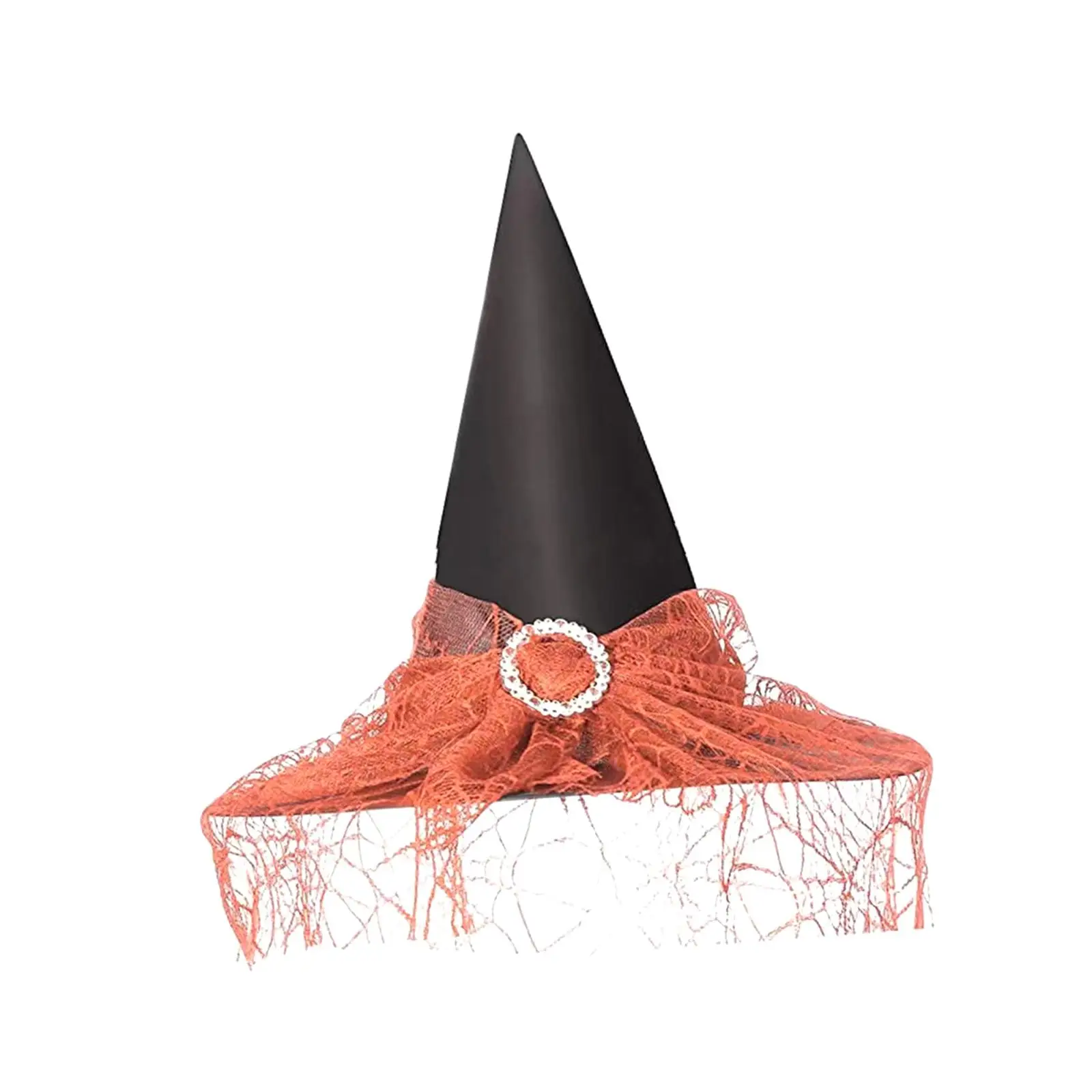 Halloween Witch Hat Sorceress Hat Fancy Dress with Gauze Modern for Decoration Photo Props Black Pointed Hat for Party Carnival