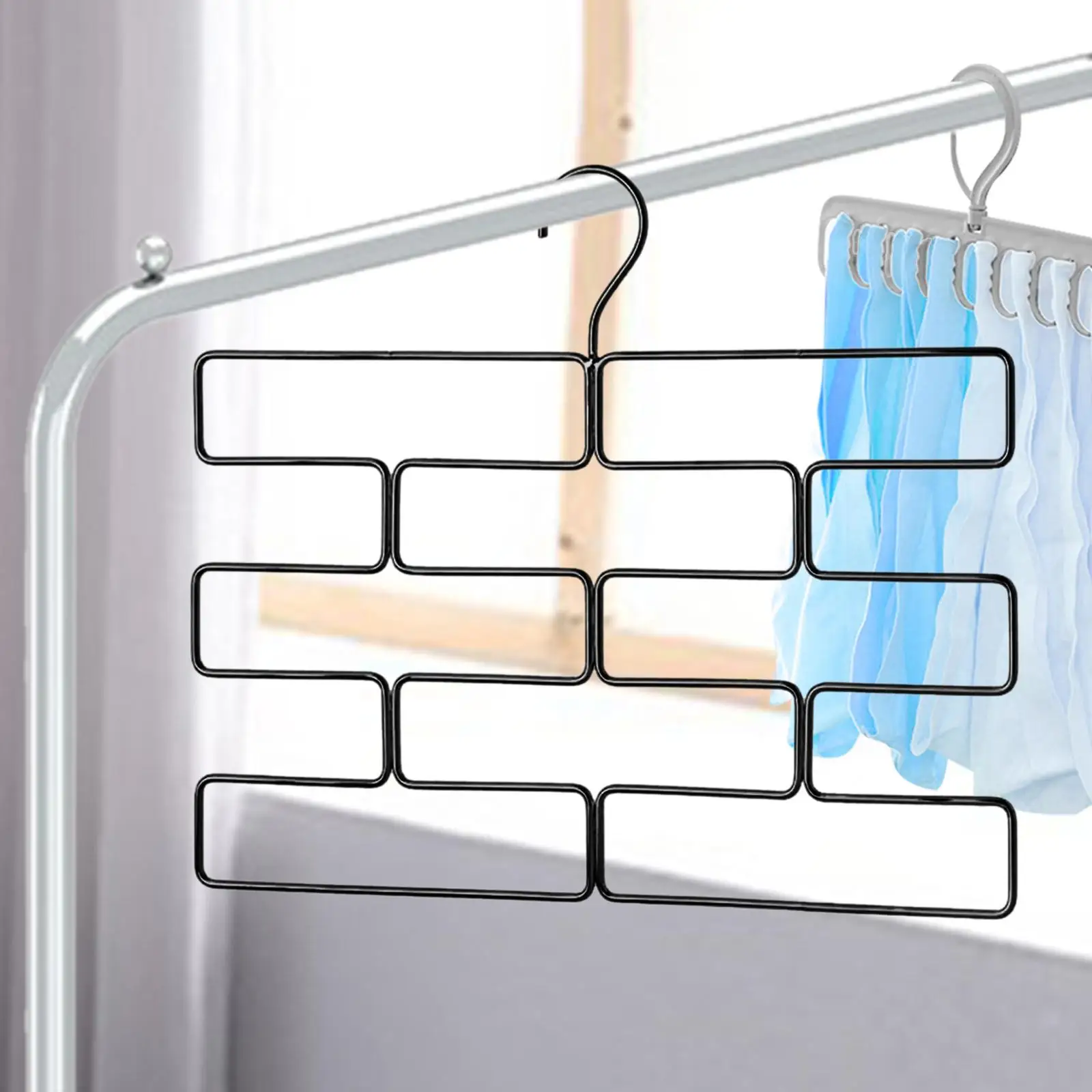 Multi Layer Pants Hanger Rack, Anti Slip Clothing Closet Space Saver Storage Organizers