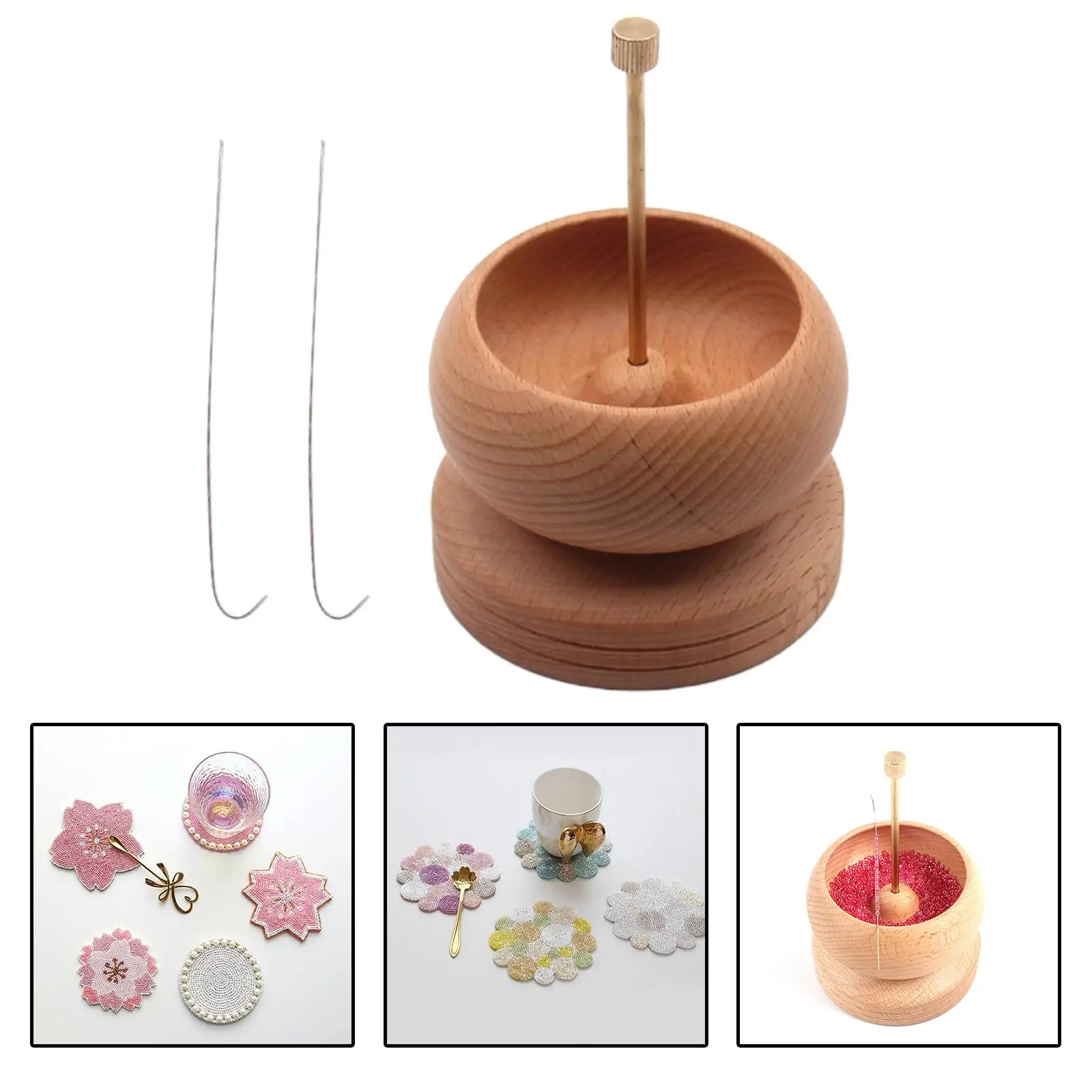 Wooden Bead Spinner Gem  w/ Beading  for Workshop Stringing Crafting  Making Findings Tool Supplies