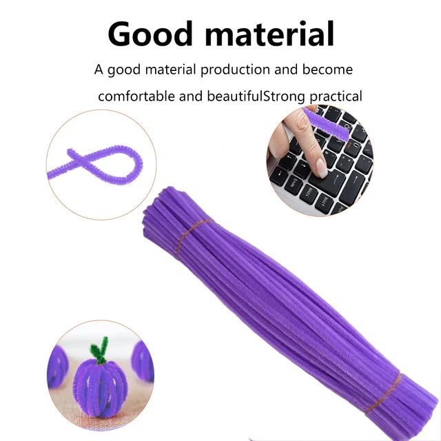 100pcs Stick Flexible Chenille Stem Fuzzy Wire Iron Pipe Cleaners Craft  Supplies Kids Arts Gifts Crafts Educational Toys Soft - AliExpress