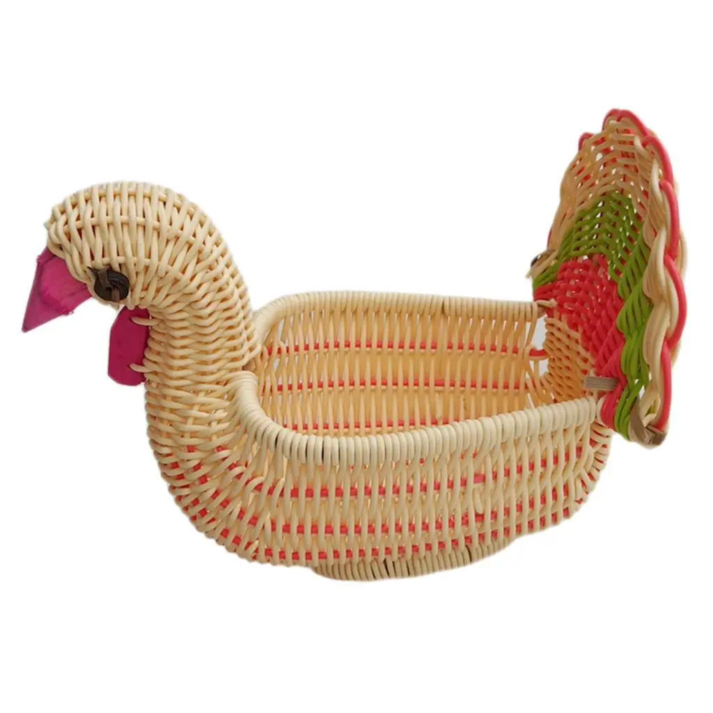  Little Turkey Shape Imitation Rattan Bread Fruit Basket Snacks 