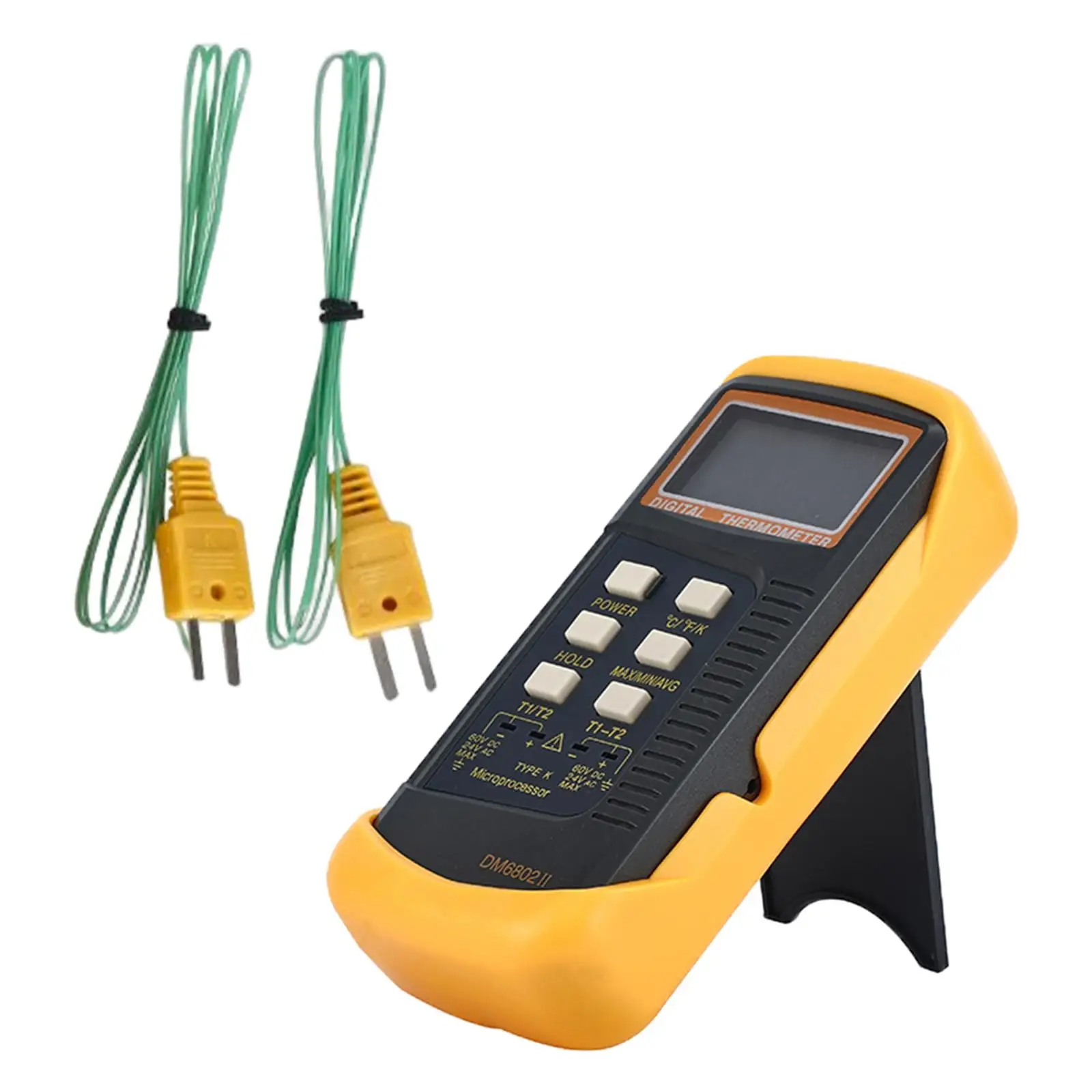 6802II Thermometer Temperature Meter Two Channels Measurement Meter Handheld with Pipe Clamp