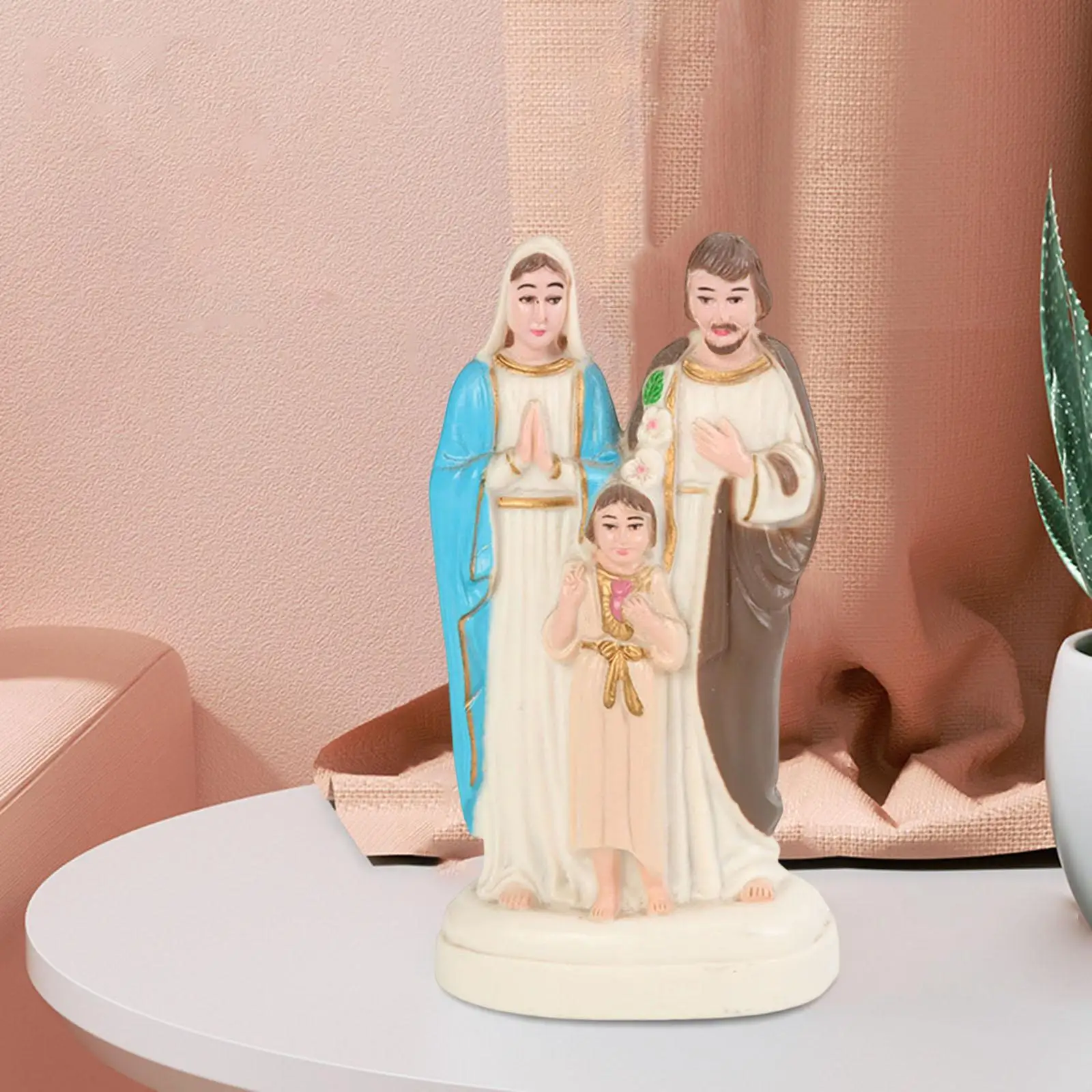 Holy Family Statue Religious Figurine Life of Christ Jesus Mary Joseph Home Decor Gift Ornament for Church Office Desktop