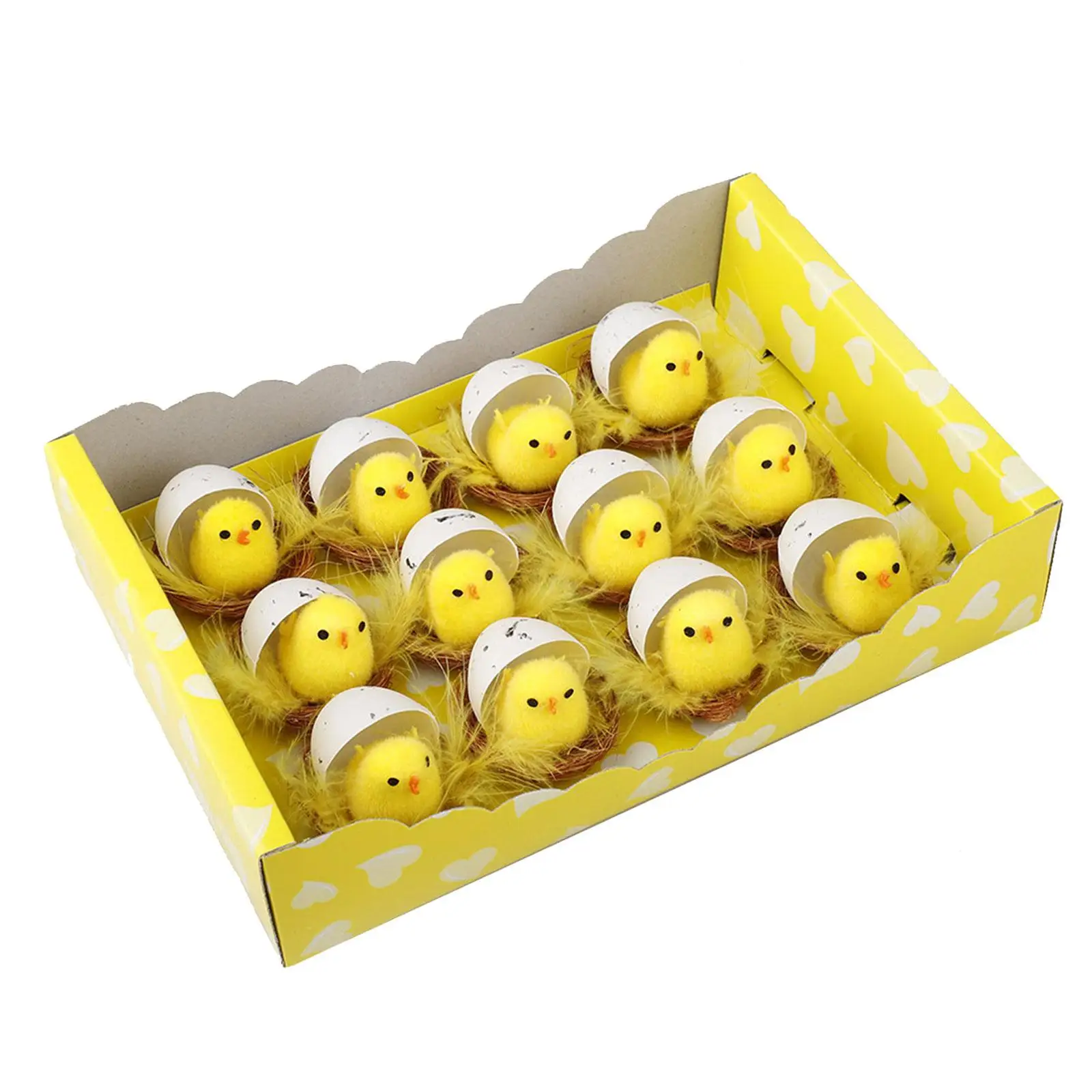 12 Pieces Mini Easter Decorative Chicks Ornaments Cute Basket Fillers Easter egg Decoration for Wedding Wall Windows Holiday